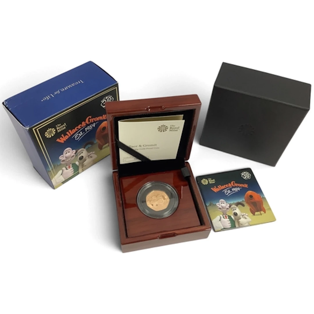 2019 Royal Mint Wallace & Gromit Gold Proof 50p Coin, cased ...
