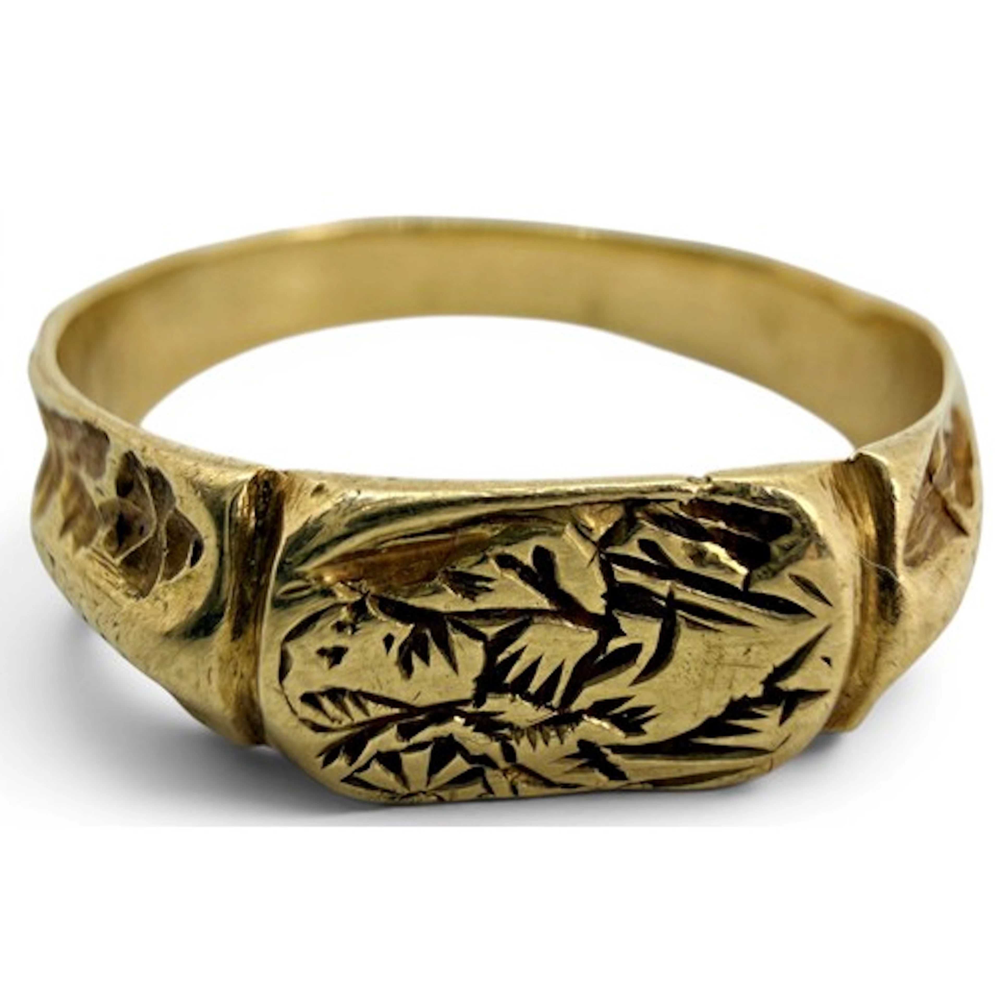 A rare English iconographic ring in high-carat yellow gold, ...