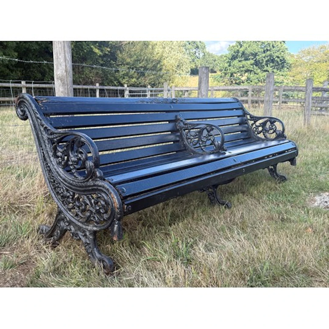 Victorian Cast Iron Glasgow Falkirk Bench approx. 200cm L