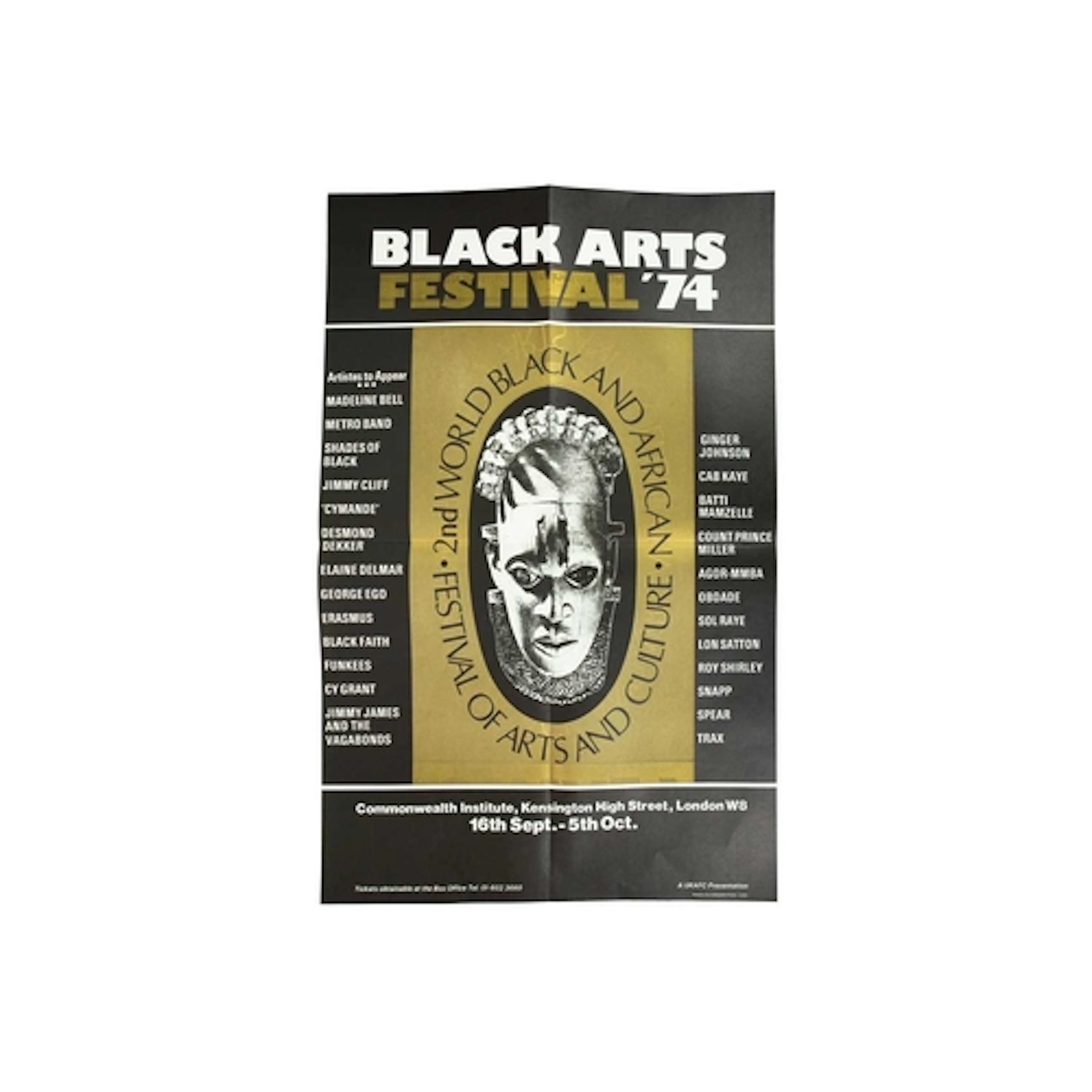 Black Arts '74 Advertising Poster Commonwealth Institute, Ke...