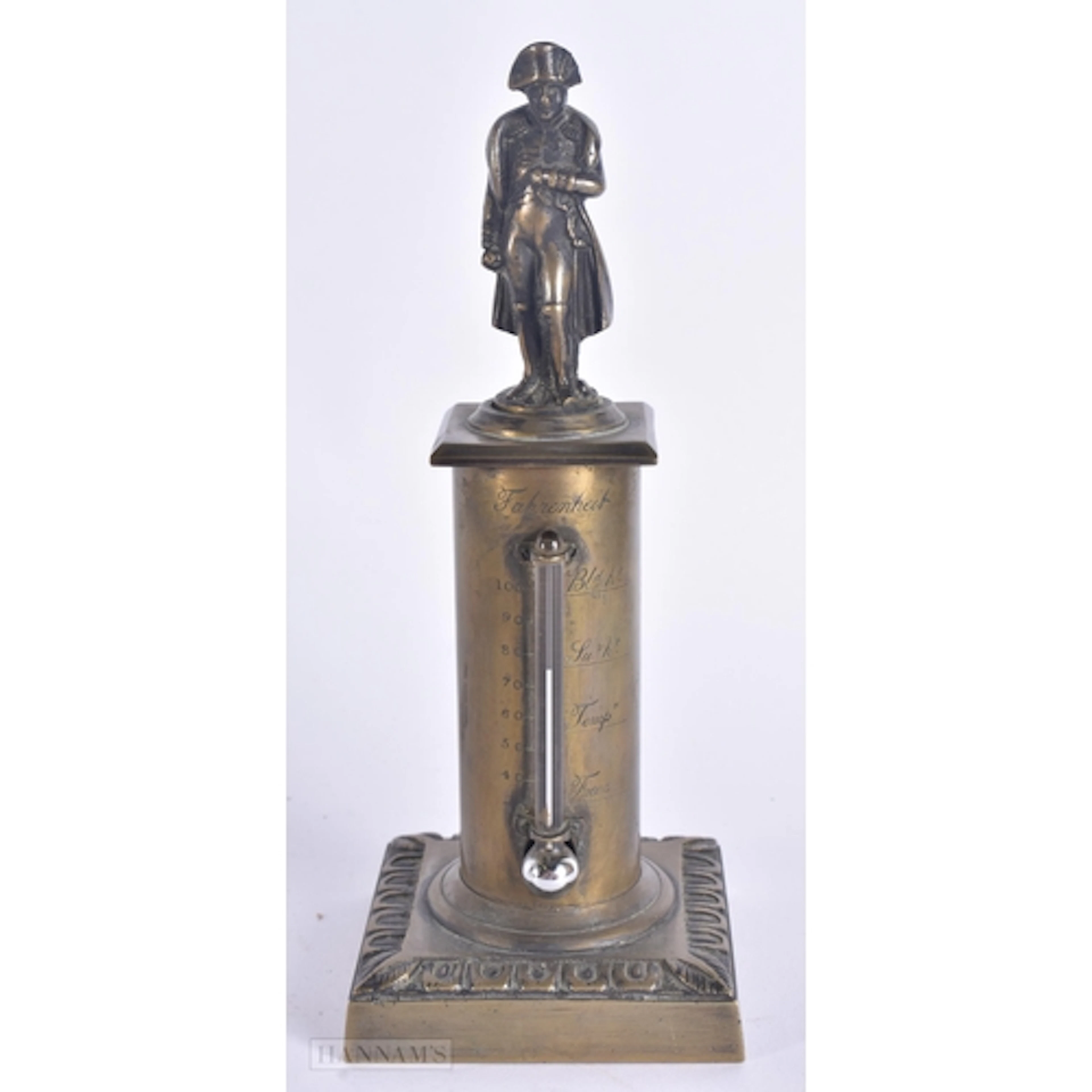 A 19TH CENTURY FRENCH GRAND TOUR BRONZE NAPOLEON THERMOMETER...