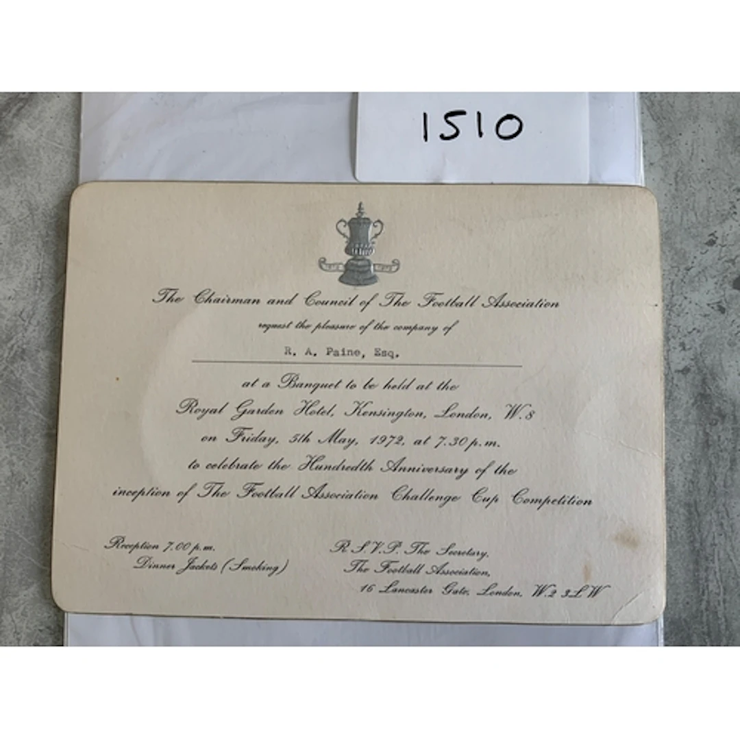 1972 Leeds United v Arsenal FA Cup Banquet Menu Invitation: ...