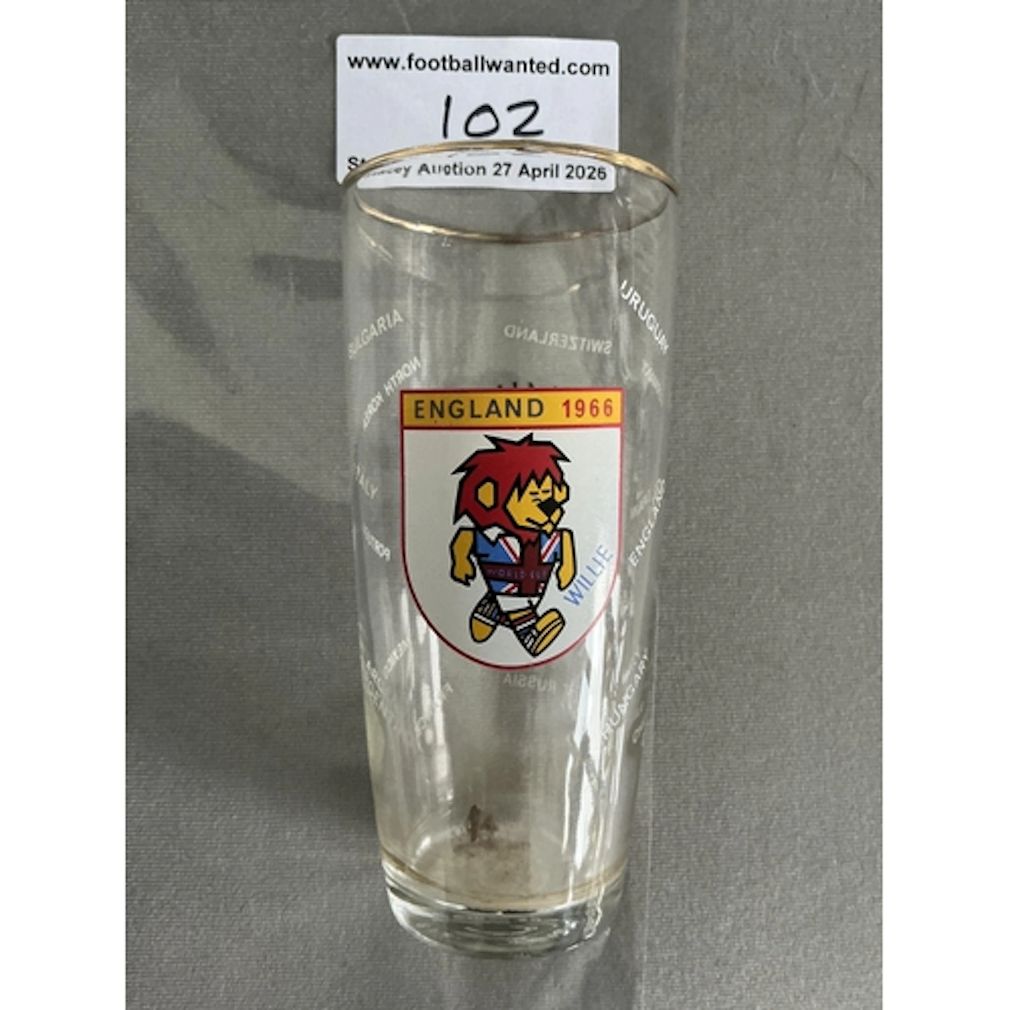 1966 World Cup German Beer Glass: Dortmunder Union Bier glas...