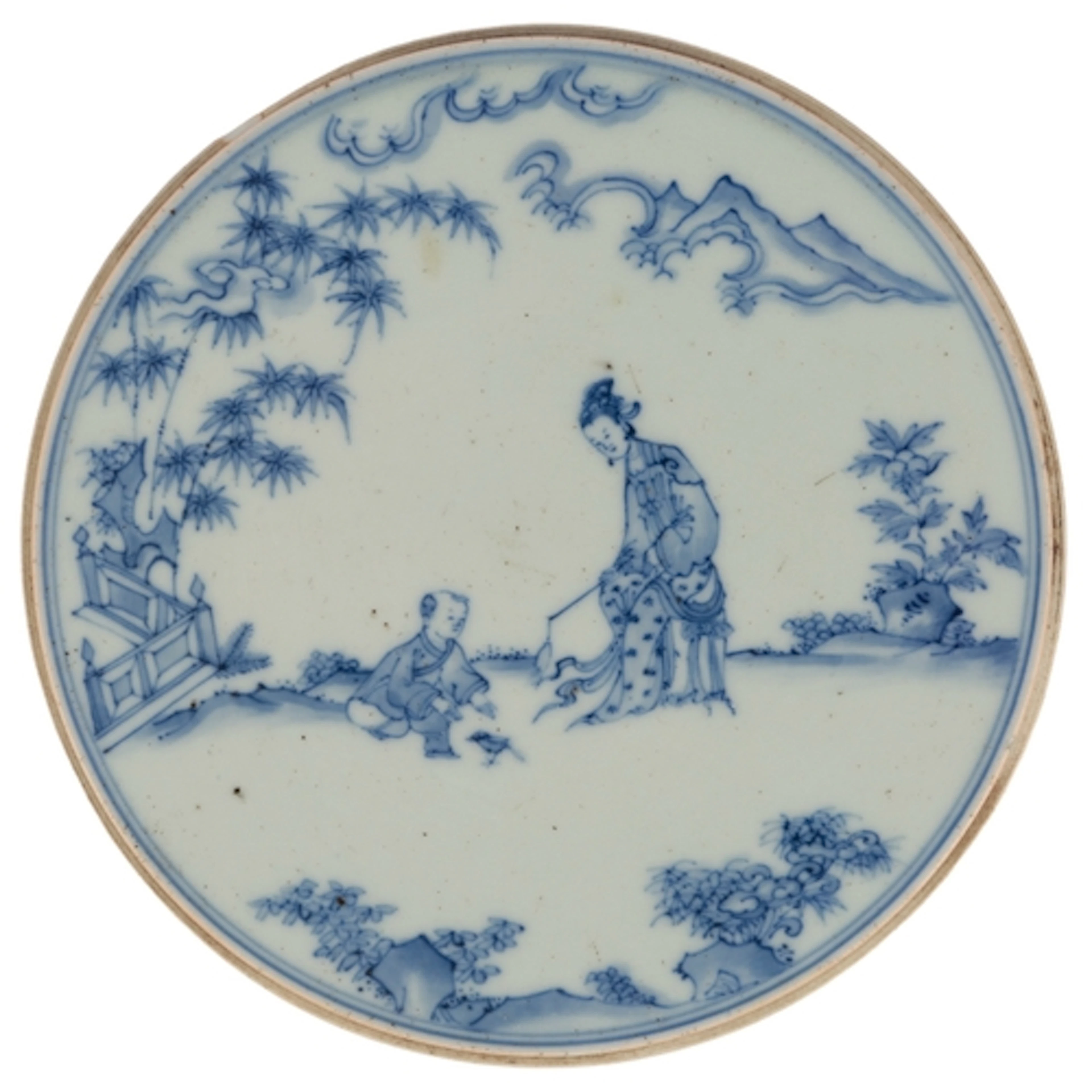 A Chinese blue and white circular plaque, in Ming style, pai...