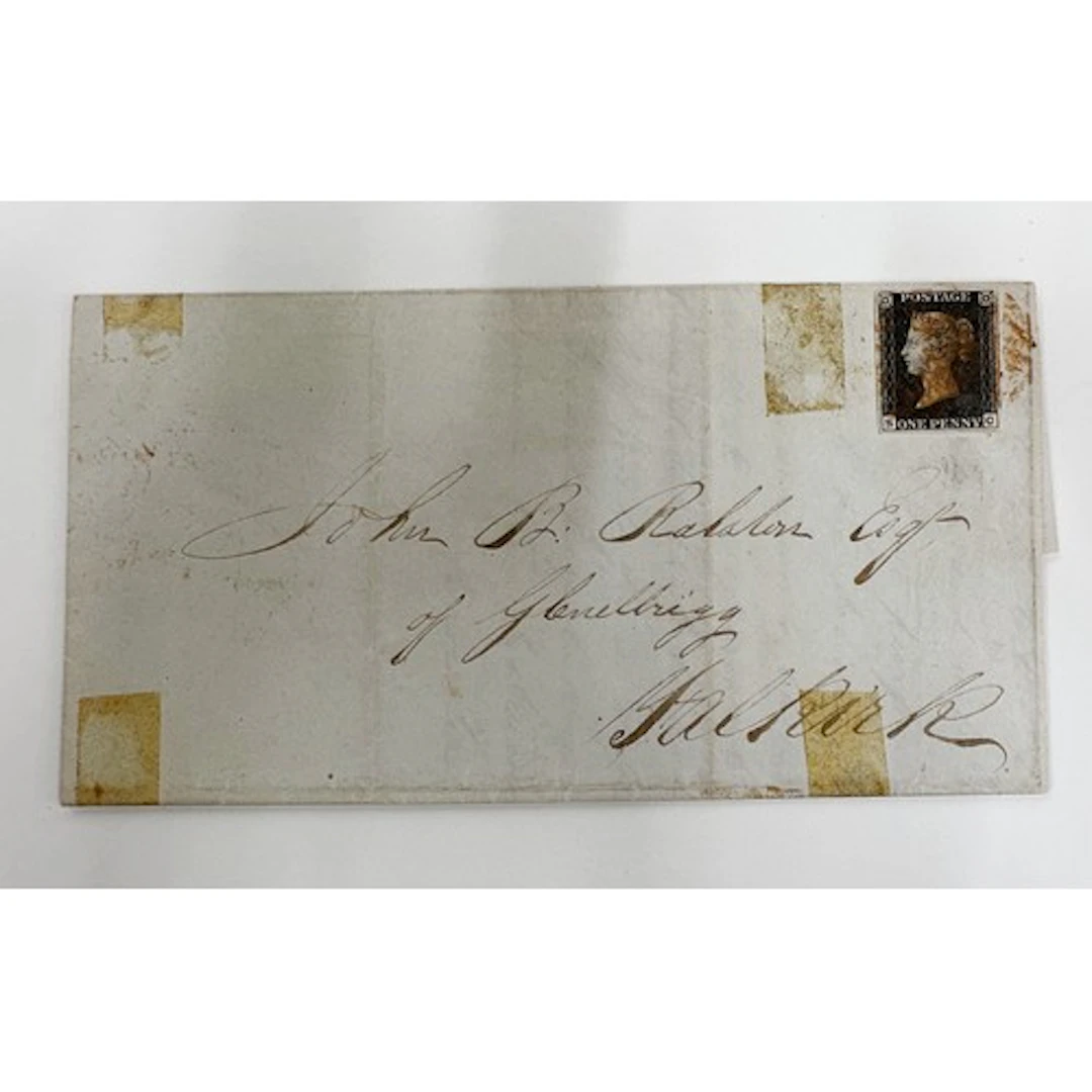 1d black on cover entire Paisley to Falkirk 11-02-1841. a 4 ...