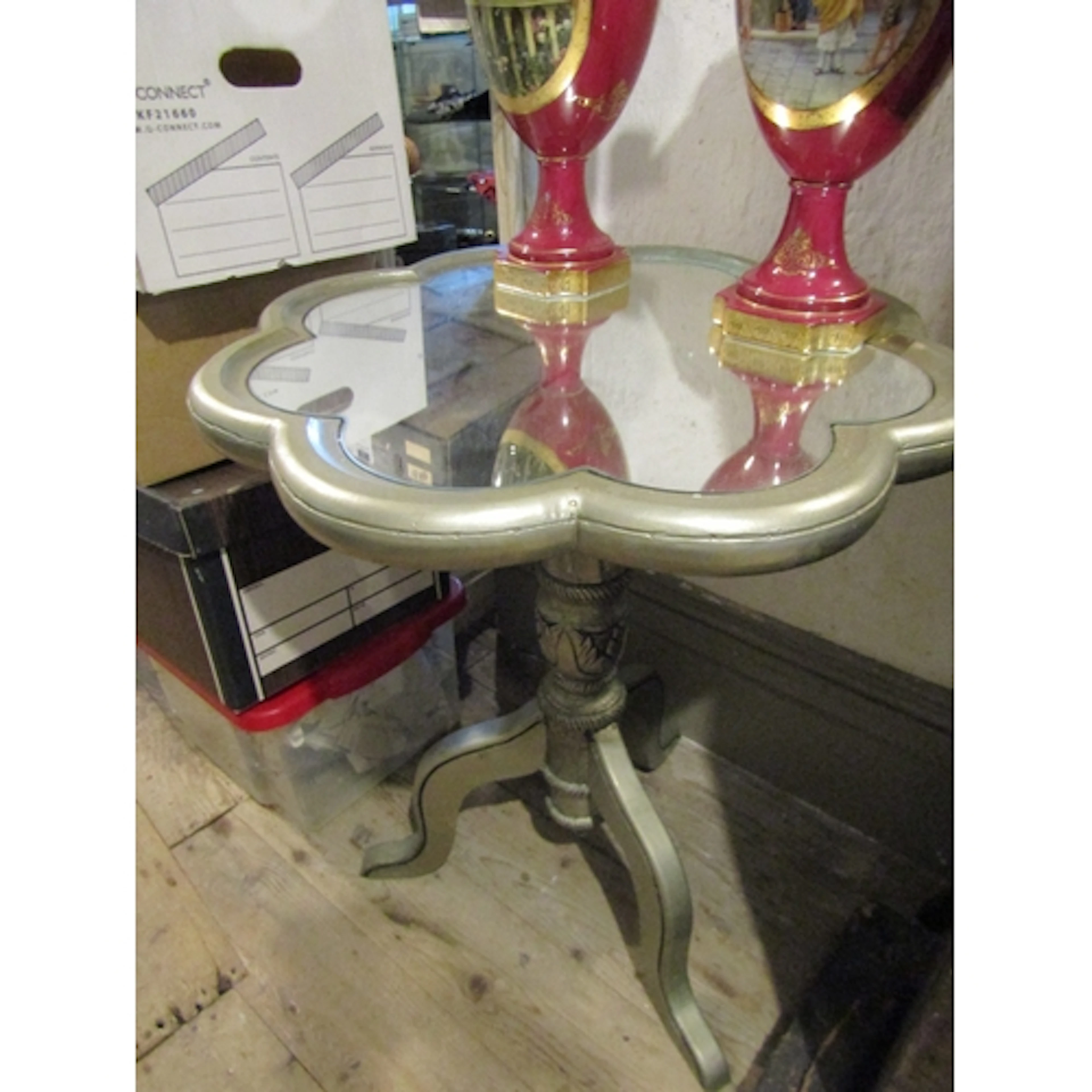 Anglo Indian Silver Bound Occasional Table with Shaped Mirro...