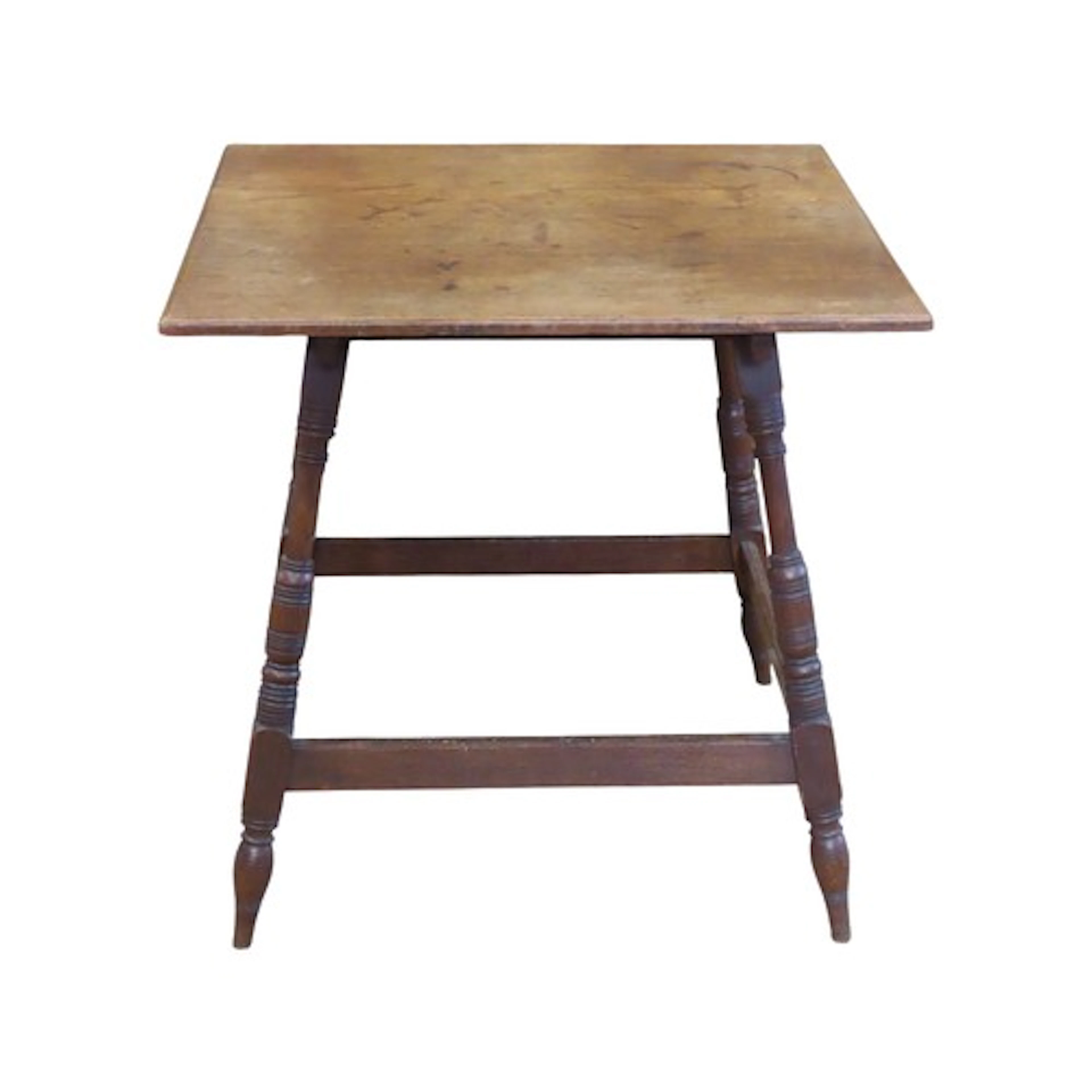 An Arts & Crafts style oak square top occasional table raise...