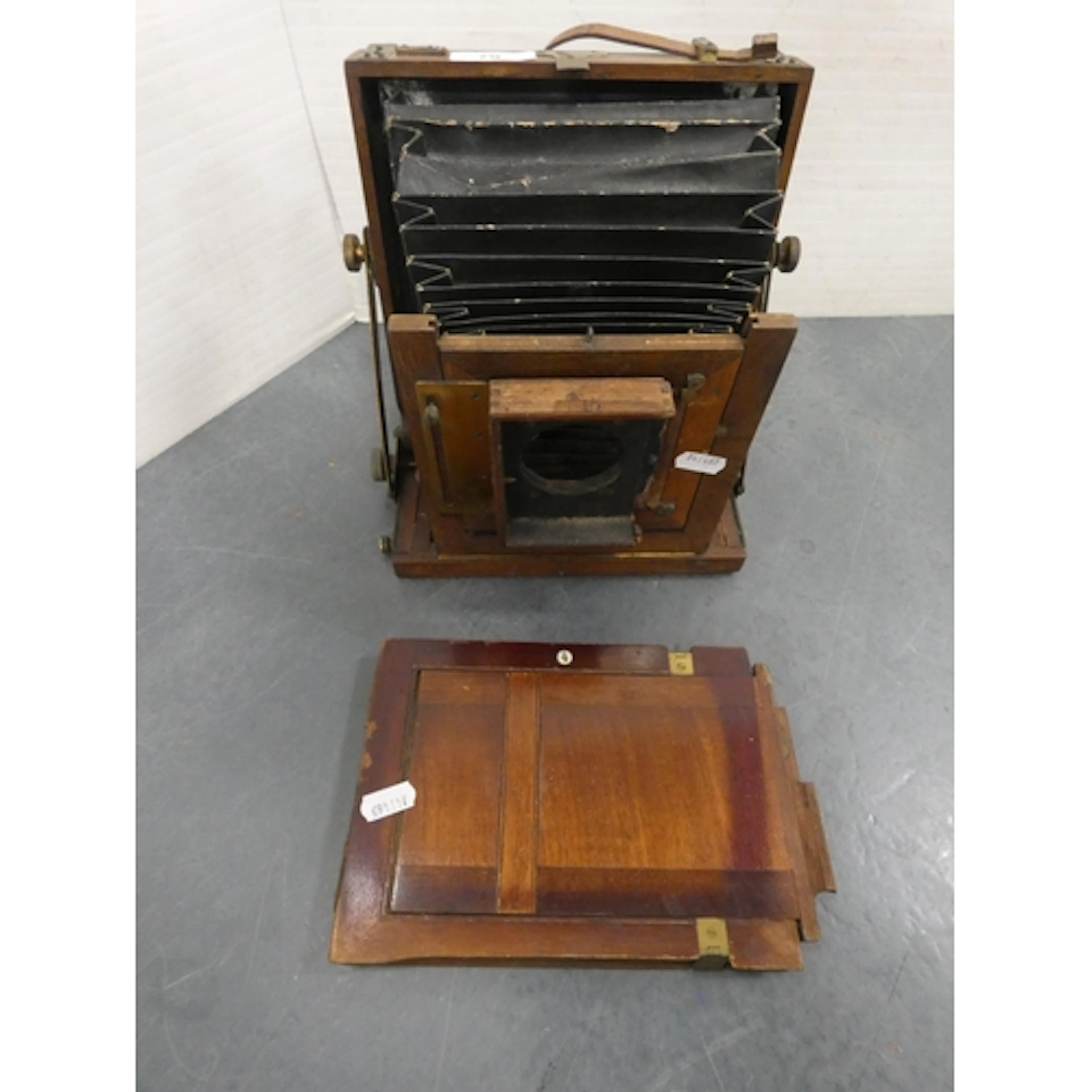 Antique concertina-action plate camera.