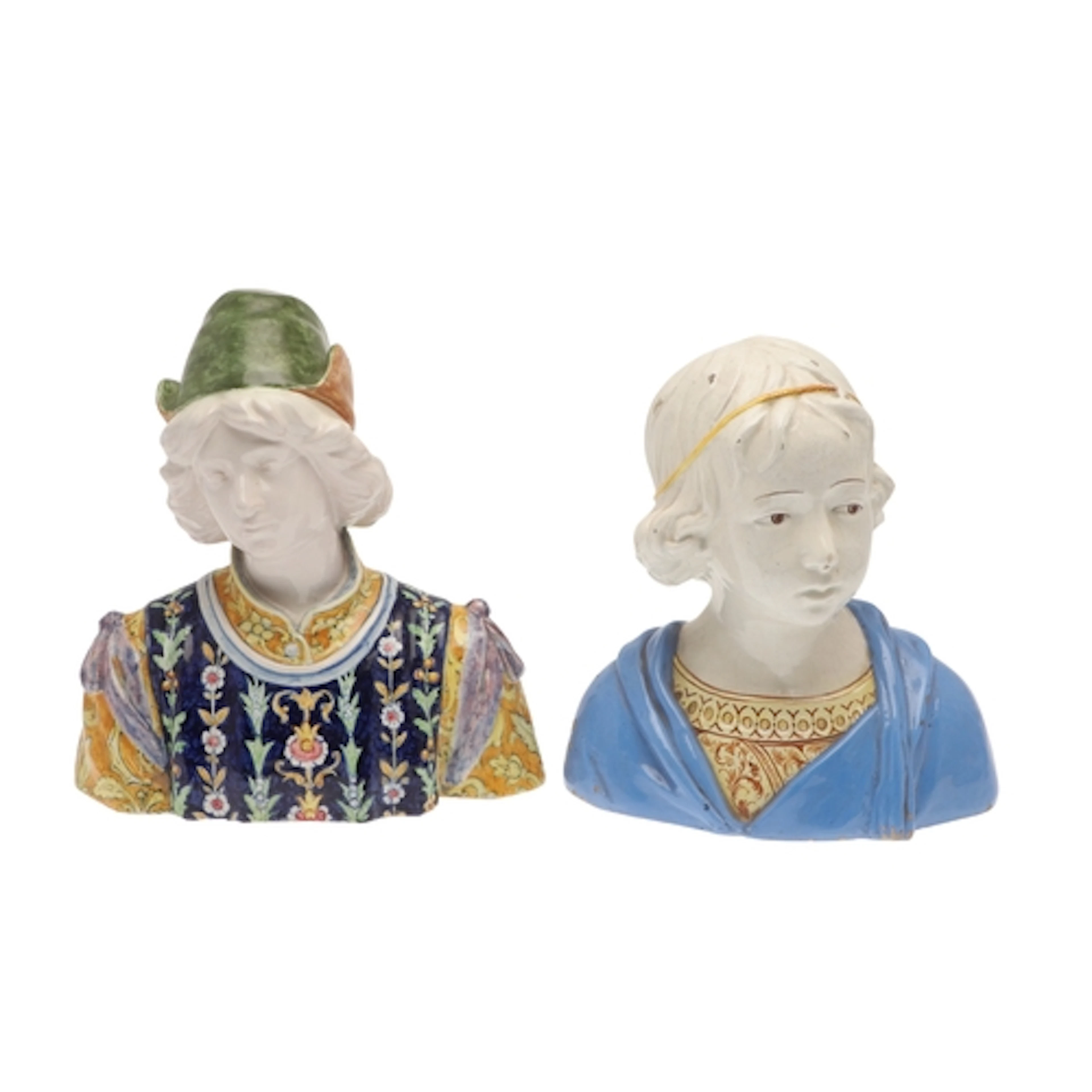 ITALIAN MAJOLICA POTTERY BUST & ANOTHER BUST. Including a po...