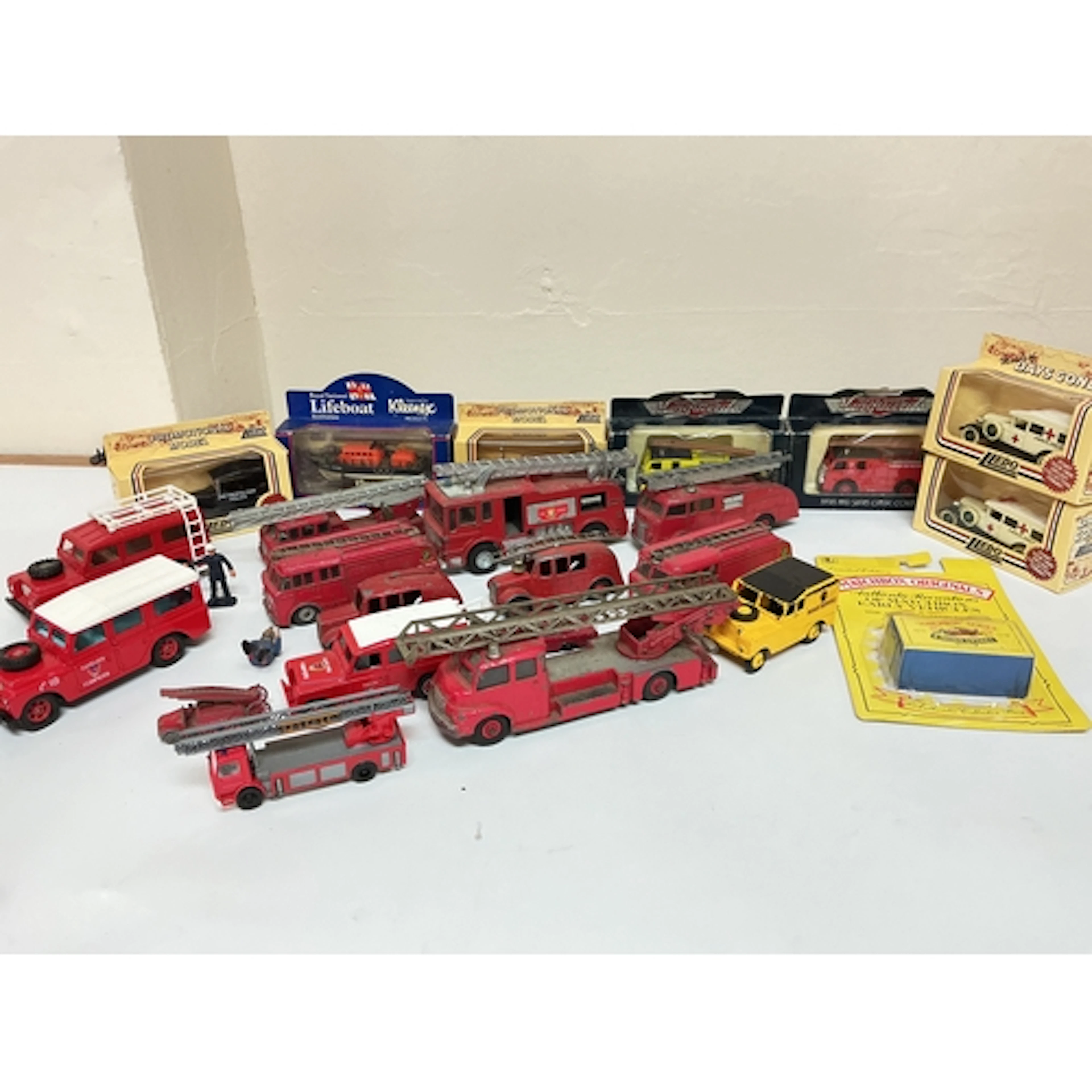A Collection Of Playworn Dinky Fire Engines Plus Other Loose...