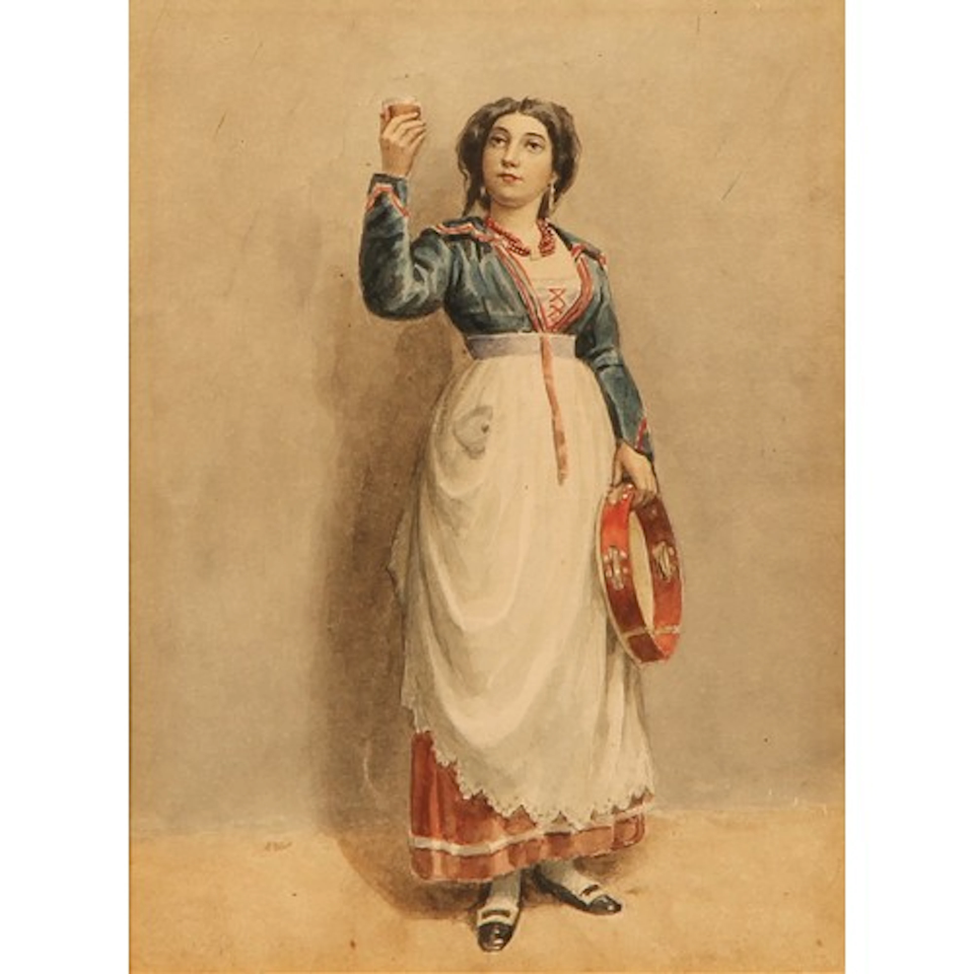 After Jean Antoine Watteau A Romany Girl unsigned, inscrib...