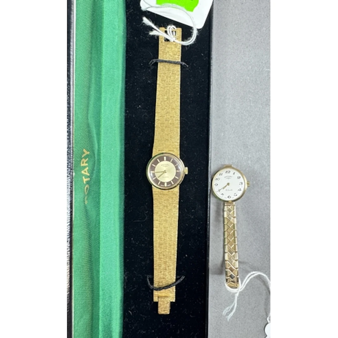 Jewellery- 9ct gold ladies Rotary wristwatch on gold plated ...