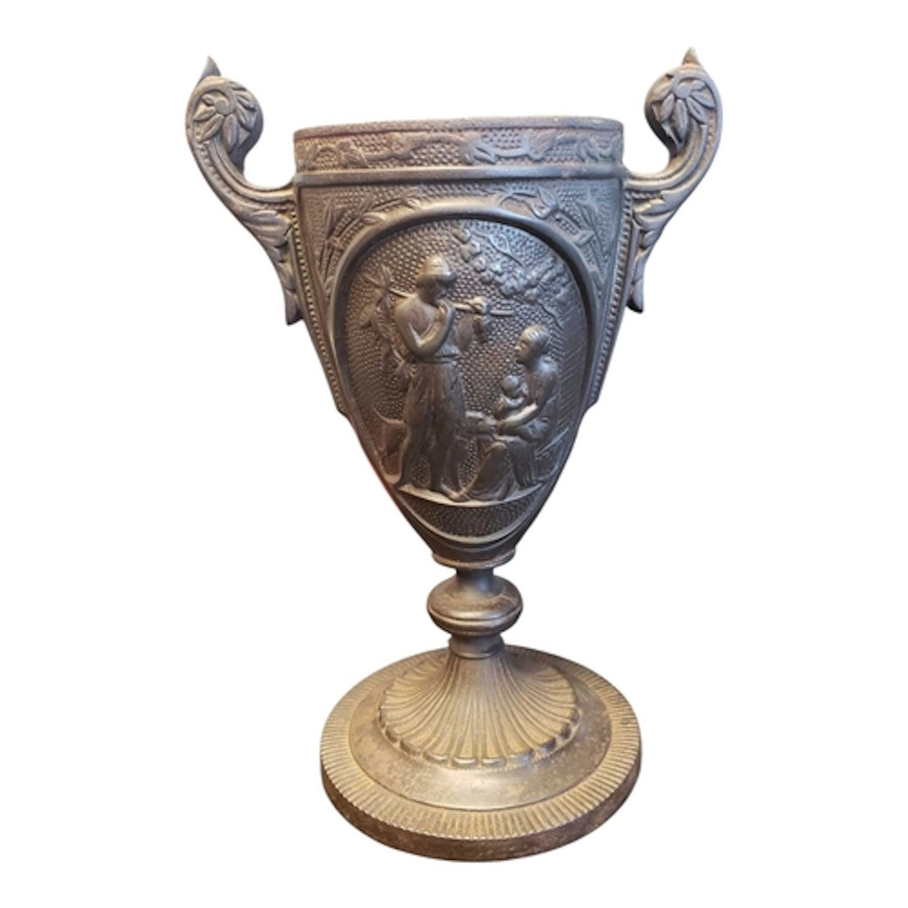 19th century Victorian cast iron urn. Decorated with Classic...