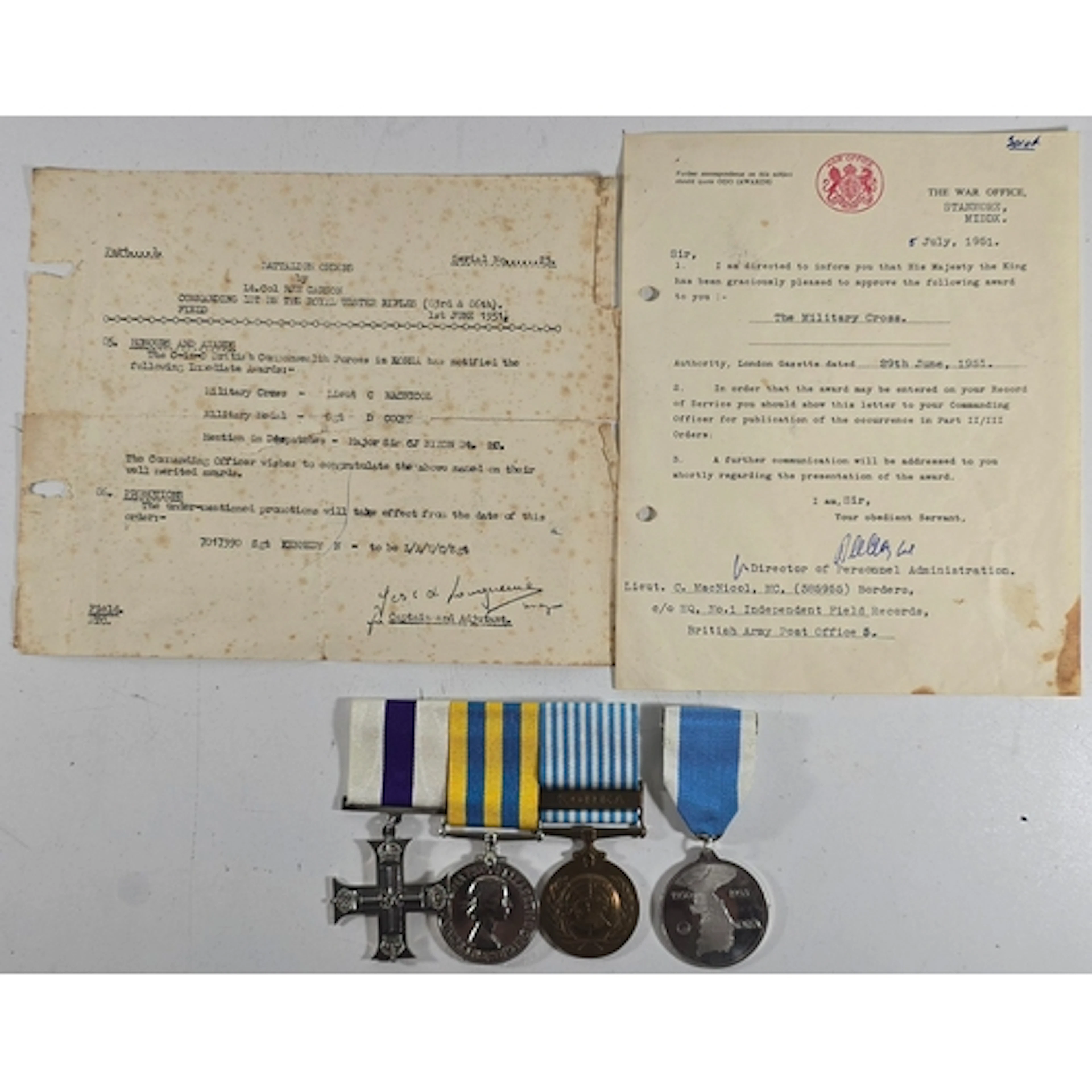 The Military Cross (George VI issue), engraved on the revers...