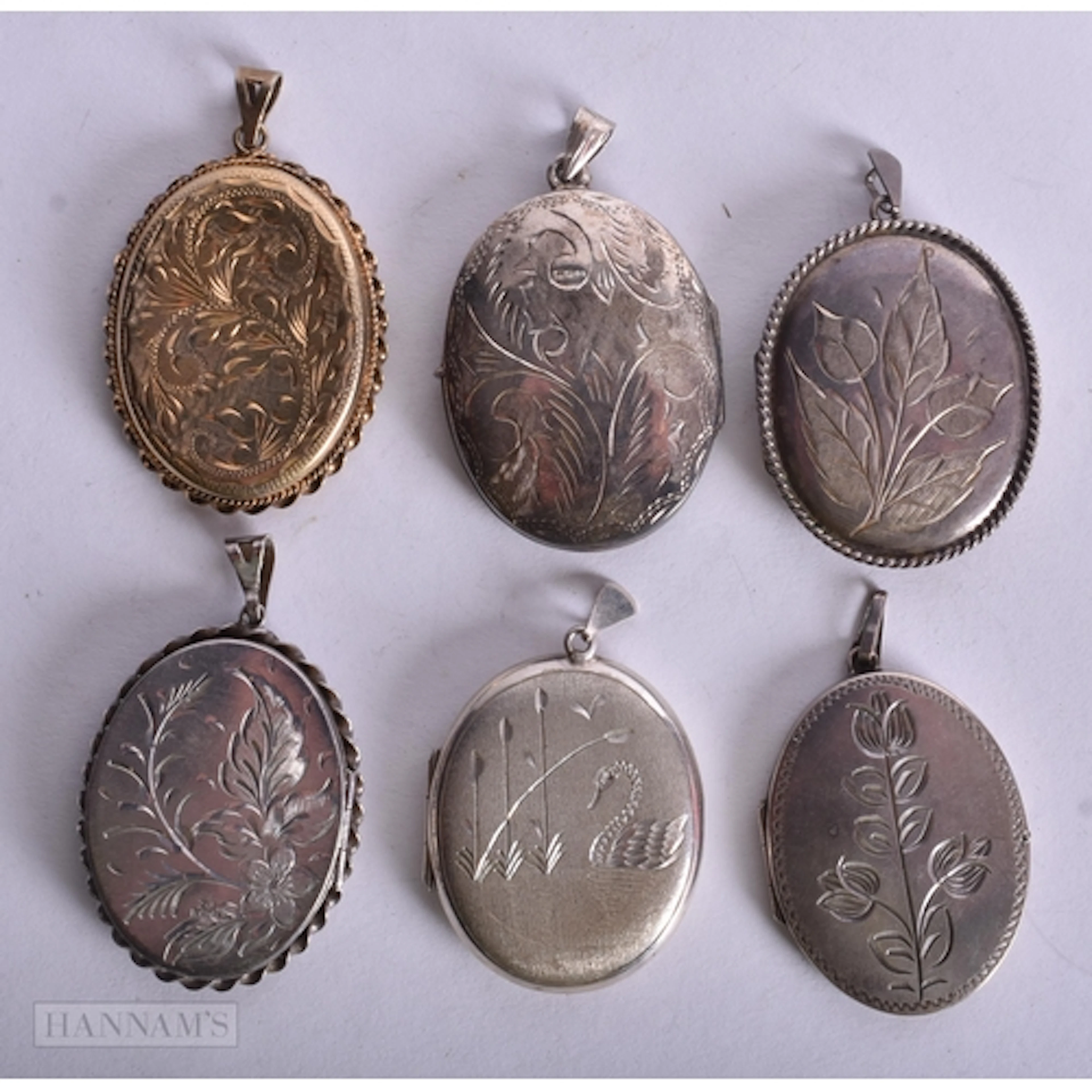 Collection of Sterling Silver Locket Pendants inc. Gold Acce...