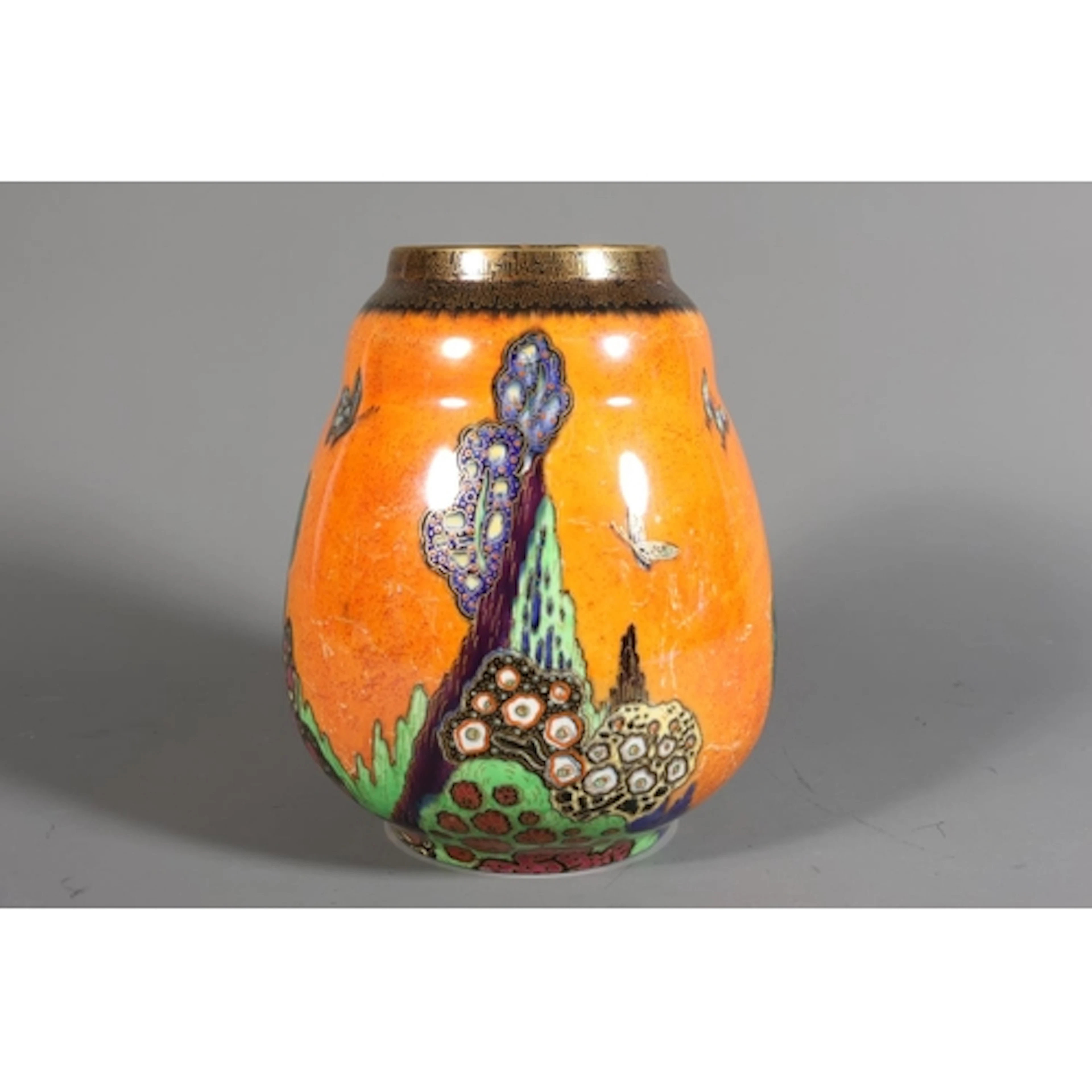 Crown Devon Fairyland lustre type 'L74' pattern vase decorat...