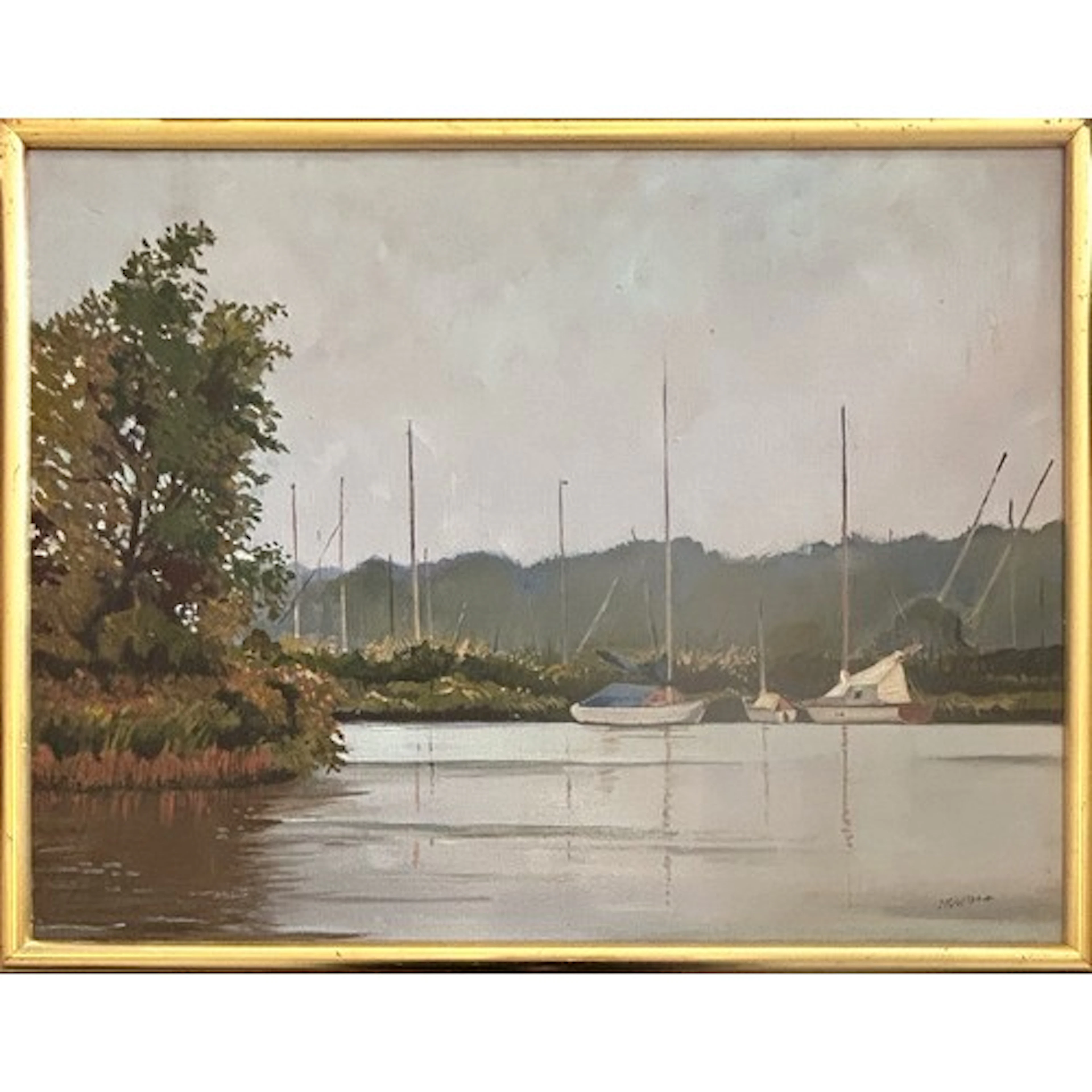 Norman Saunders-White, (1930-2024), 'Moored Boats, Norfolk B...