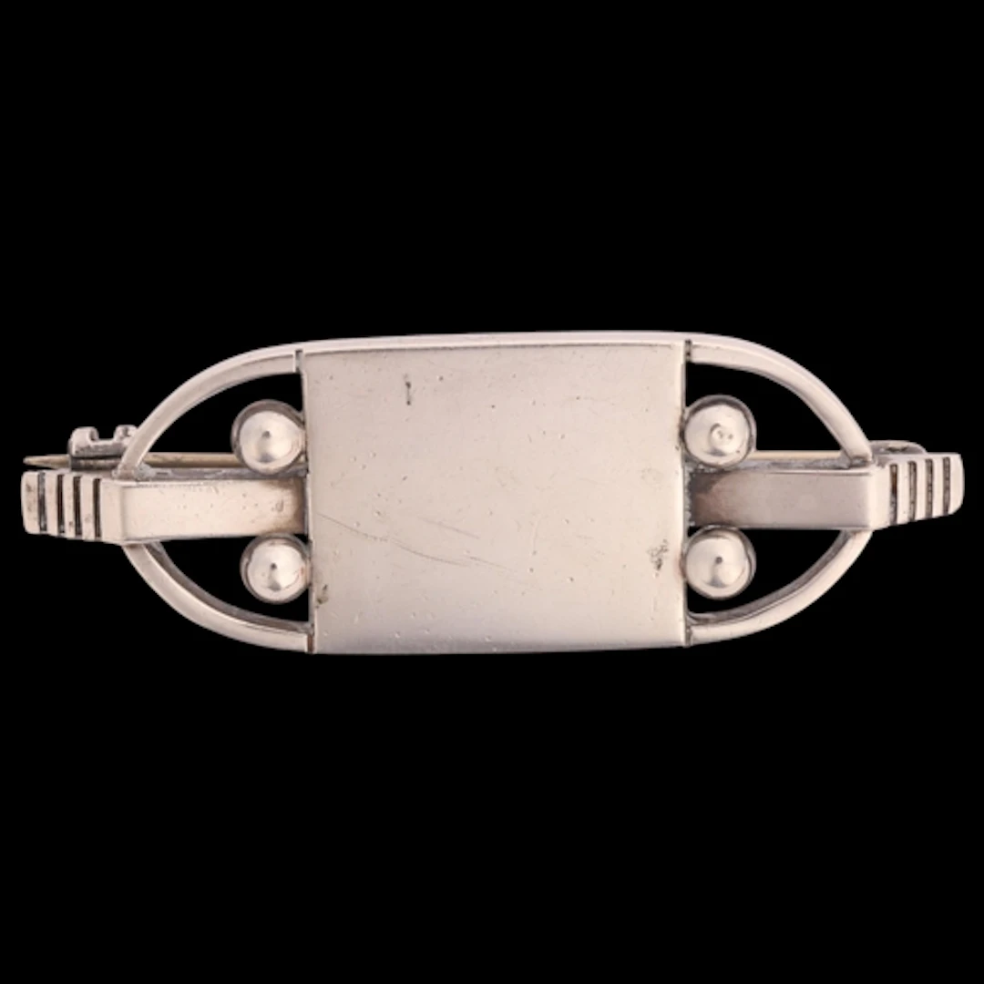 HANS HANSEN - a heavy Danish modernist sterling silver geome...