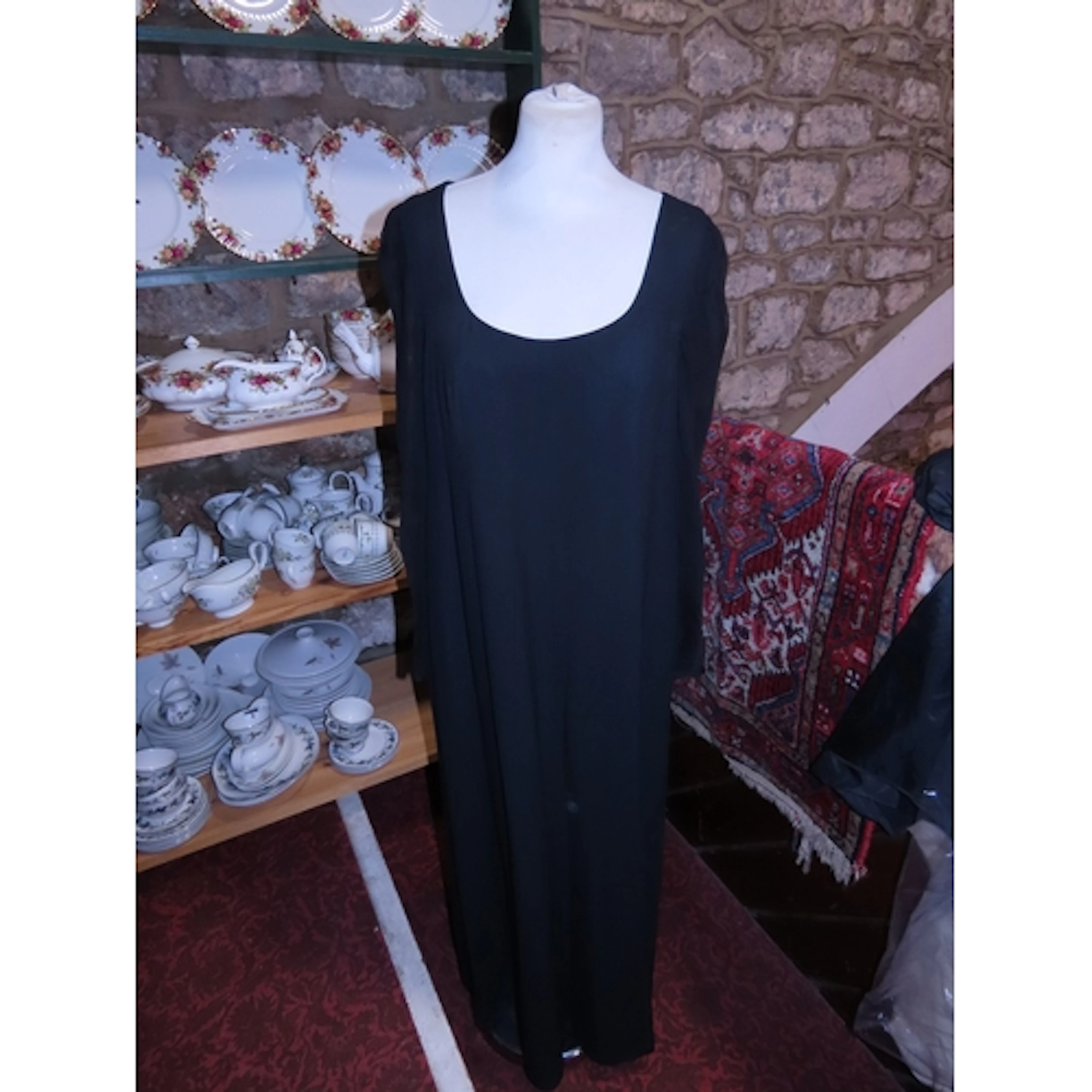 A Bruce Oldfield couture, full length black evening dress wi...