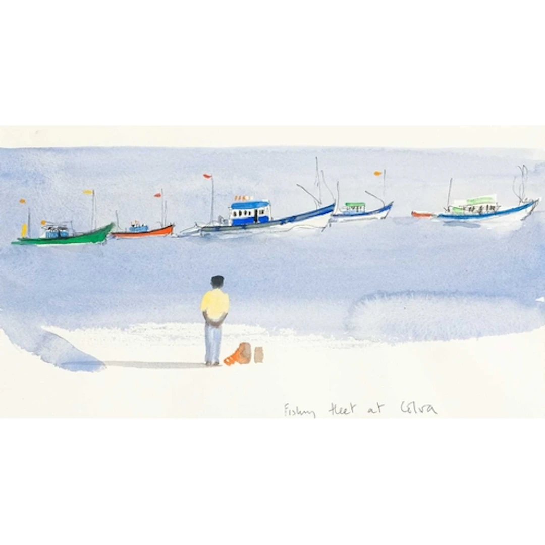 § John MILLER (1931-2002) Fishing Fleet at Colva, Goa Gouac...