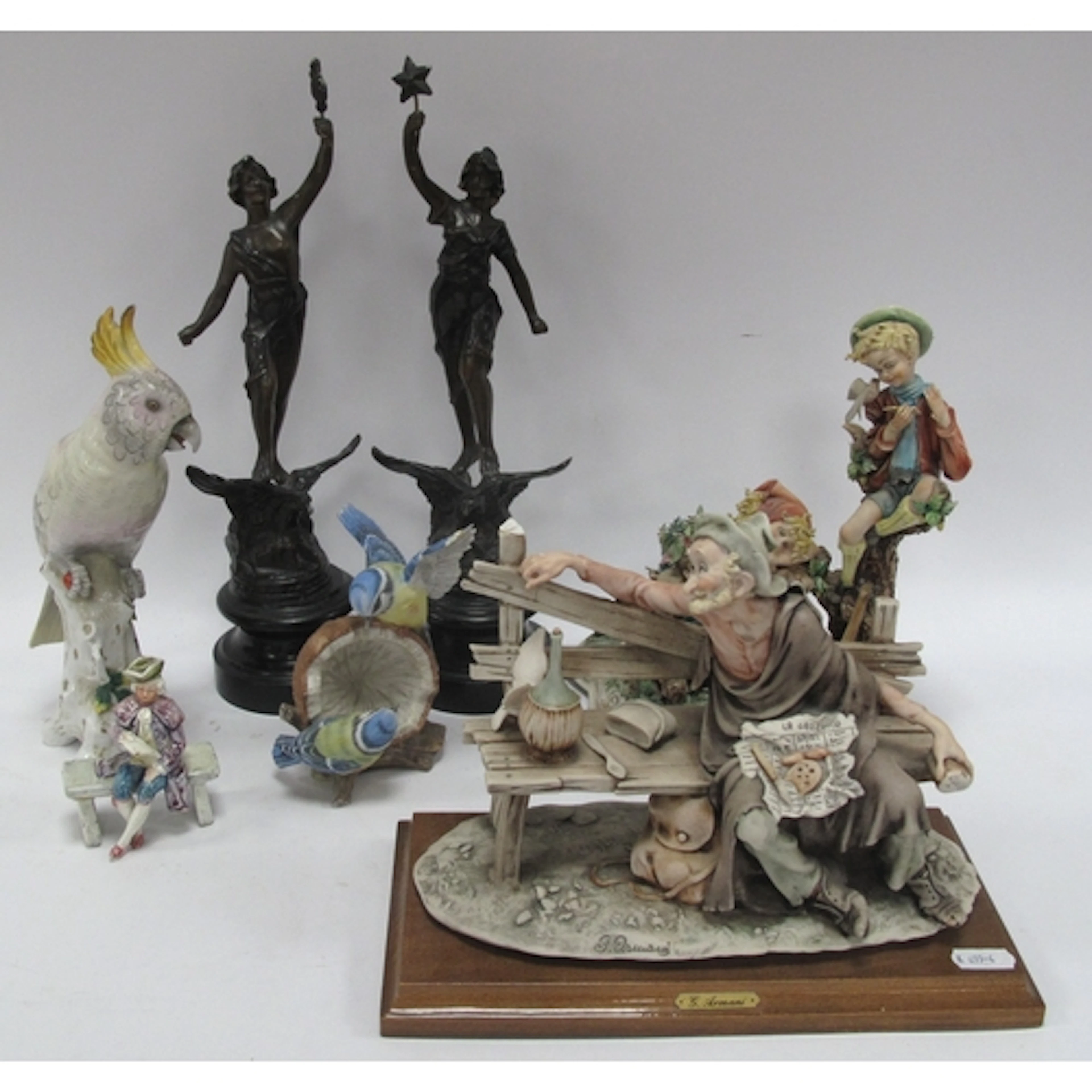 Figures, including Italian Capodimonte porcelain sculptures:...