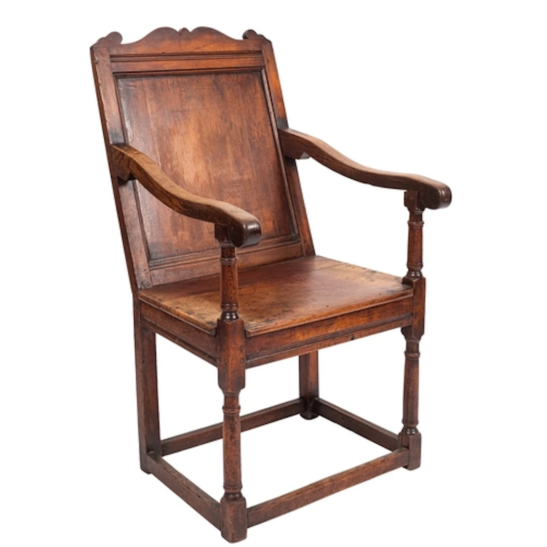 An oak wainscot chair in 17th century style, late 19th centu...