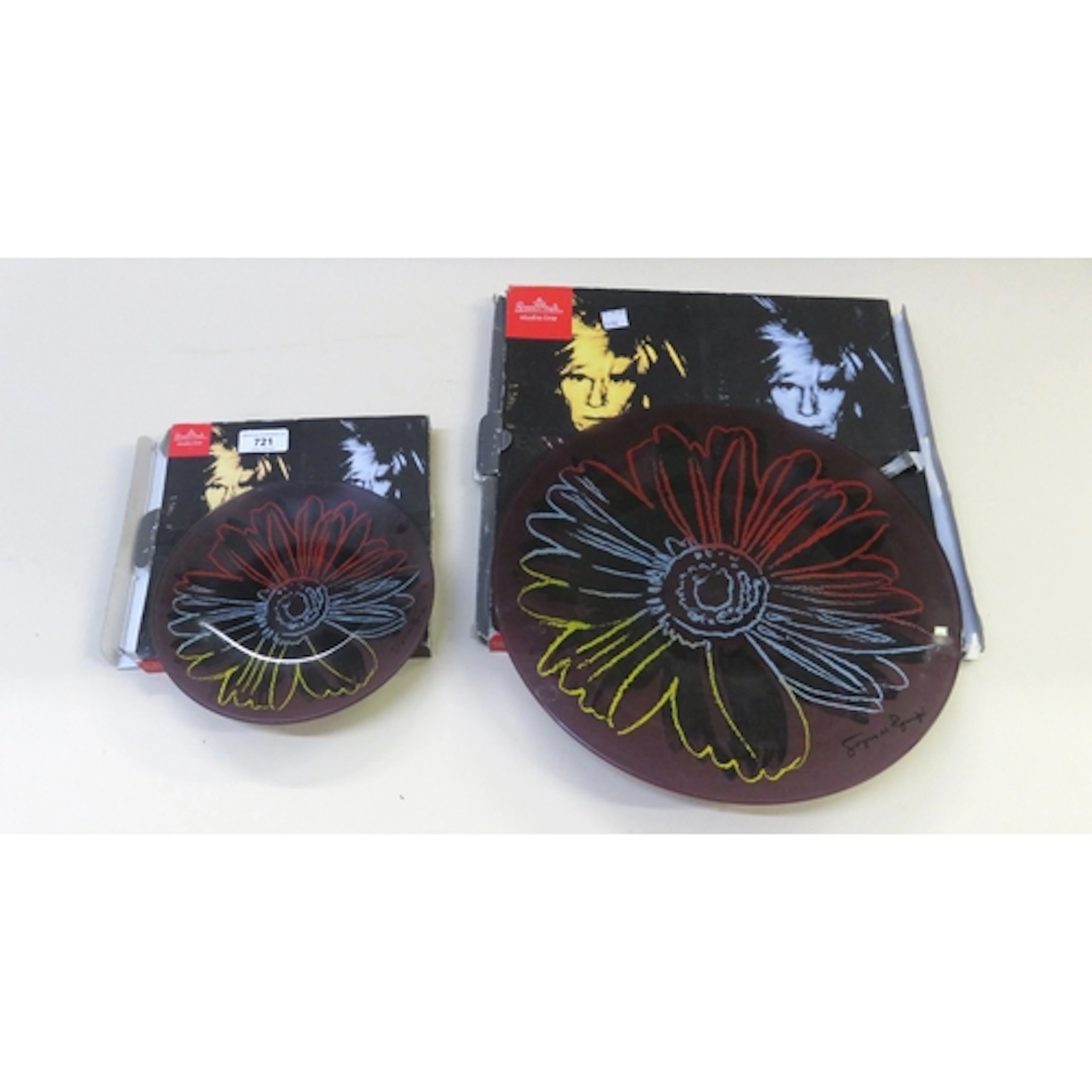 Two Rosenthal Andy Warhol circular glass dishes, in original...