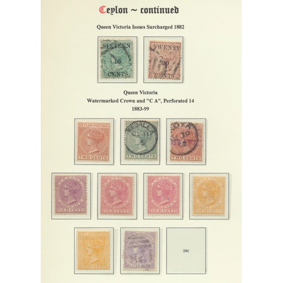 Ceylon. M/U coln on loose Lighthouse pages, incl QV 1872-80 ...