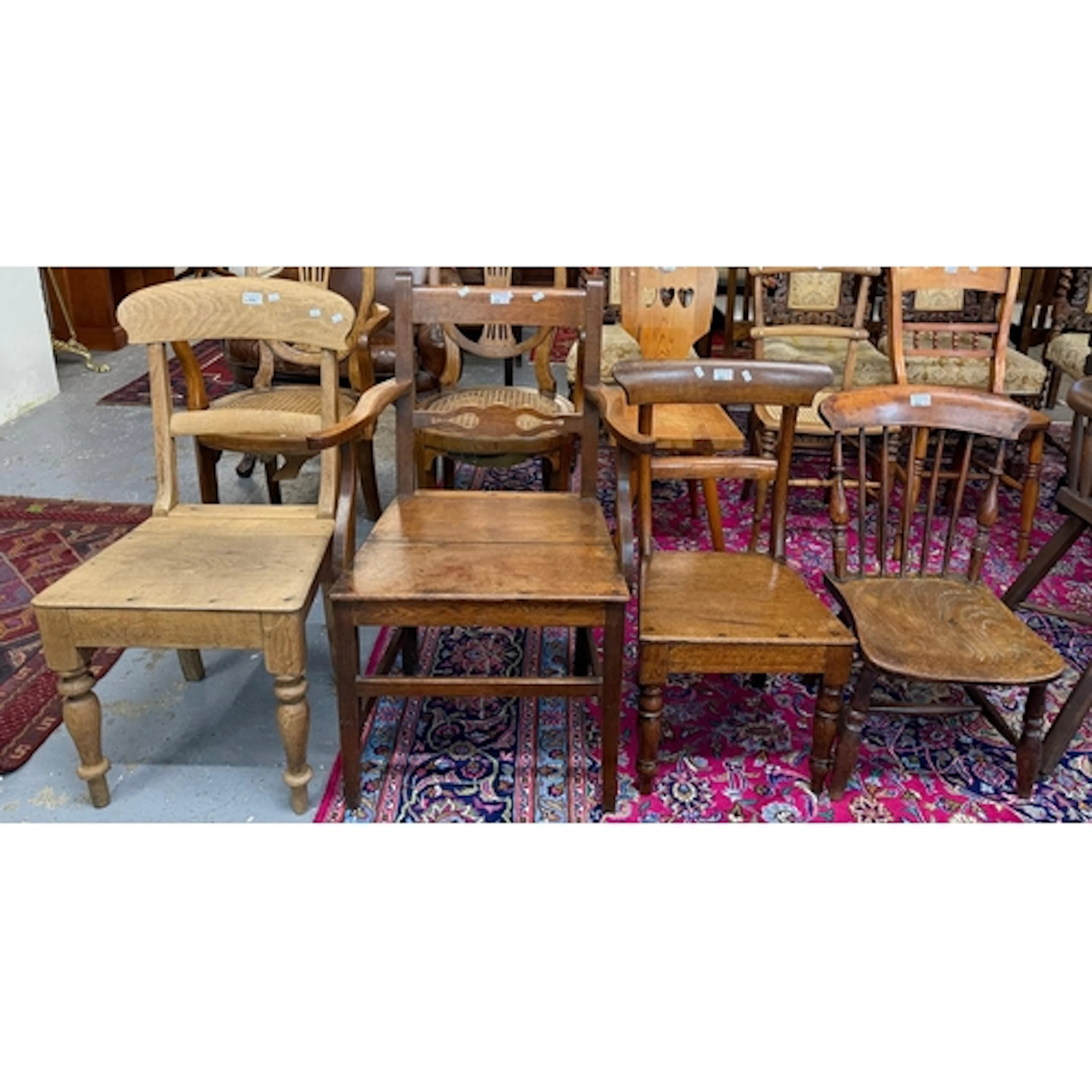 19th century Welsh oak bar backed elbow chair with pierced r...
