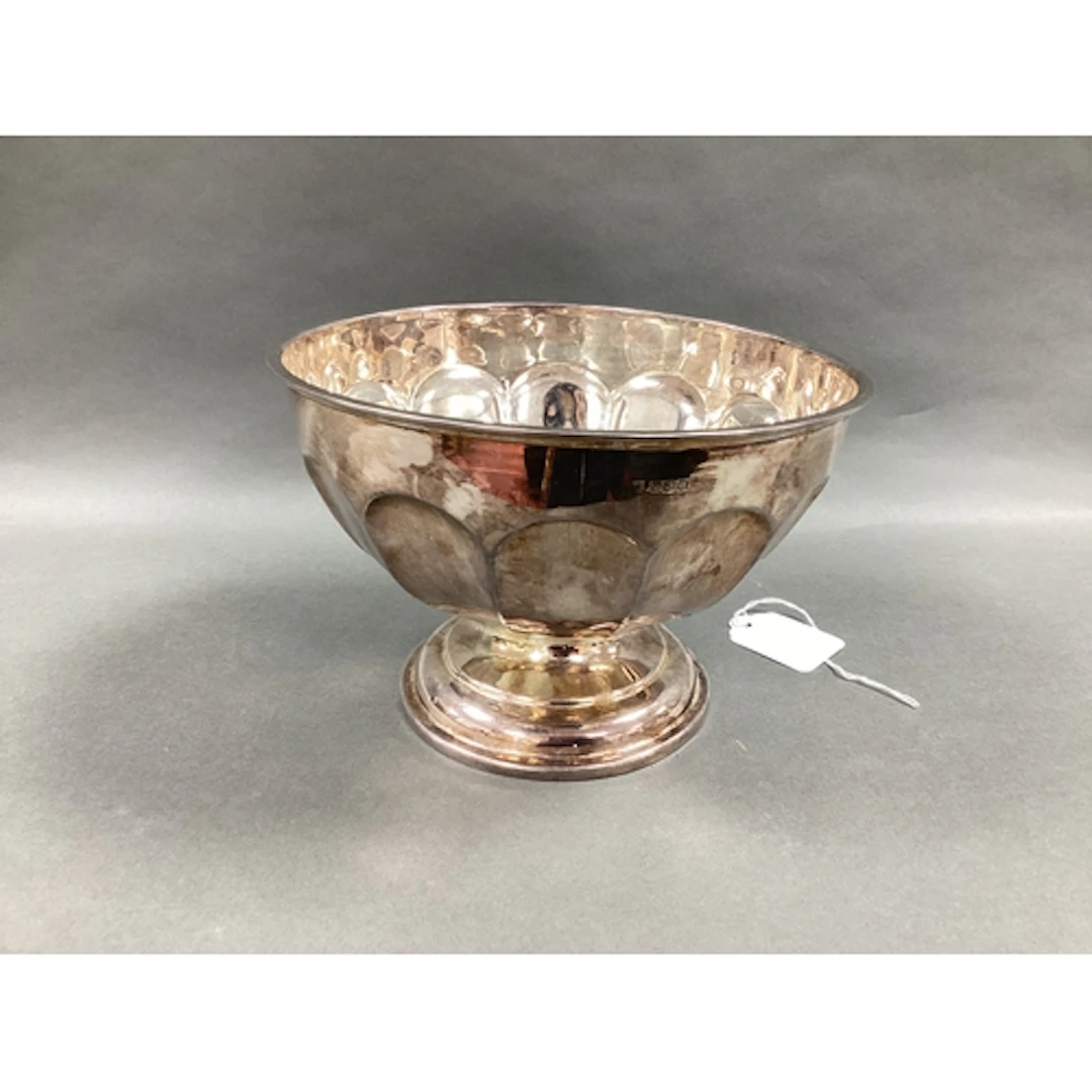 A Hallmarked Silver Footed Bowl, Sheffield 1930, of panelled...
