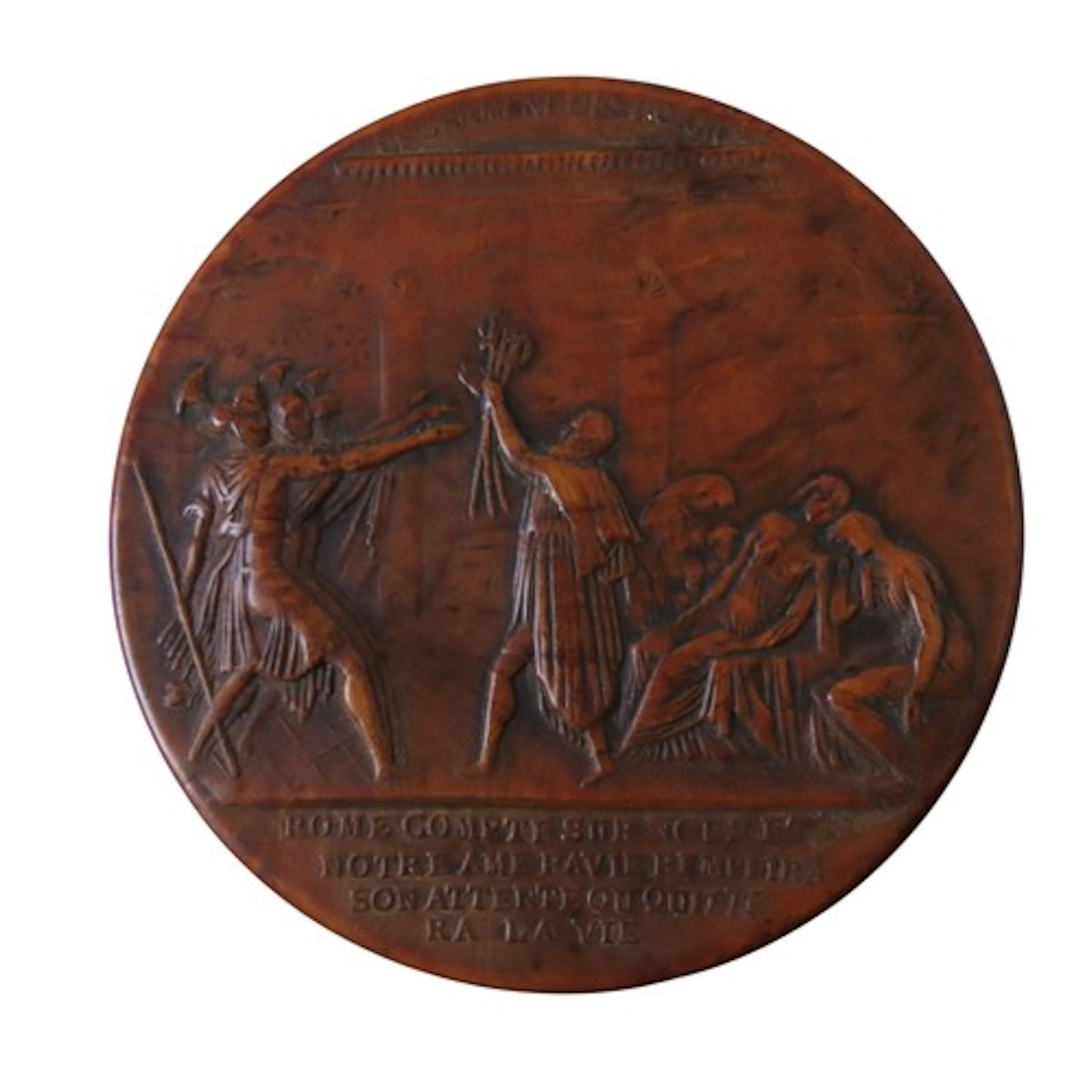 A GEORGIAN PRESSED WOOD SNUFF BOX CIRCA 1820 of circular for...