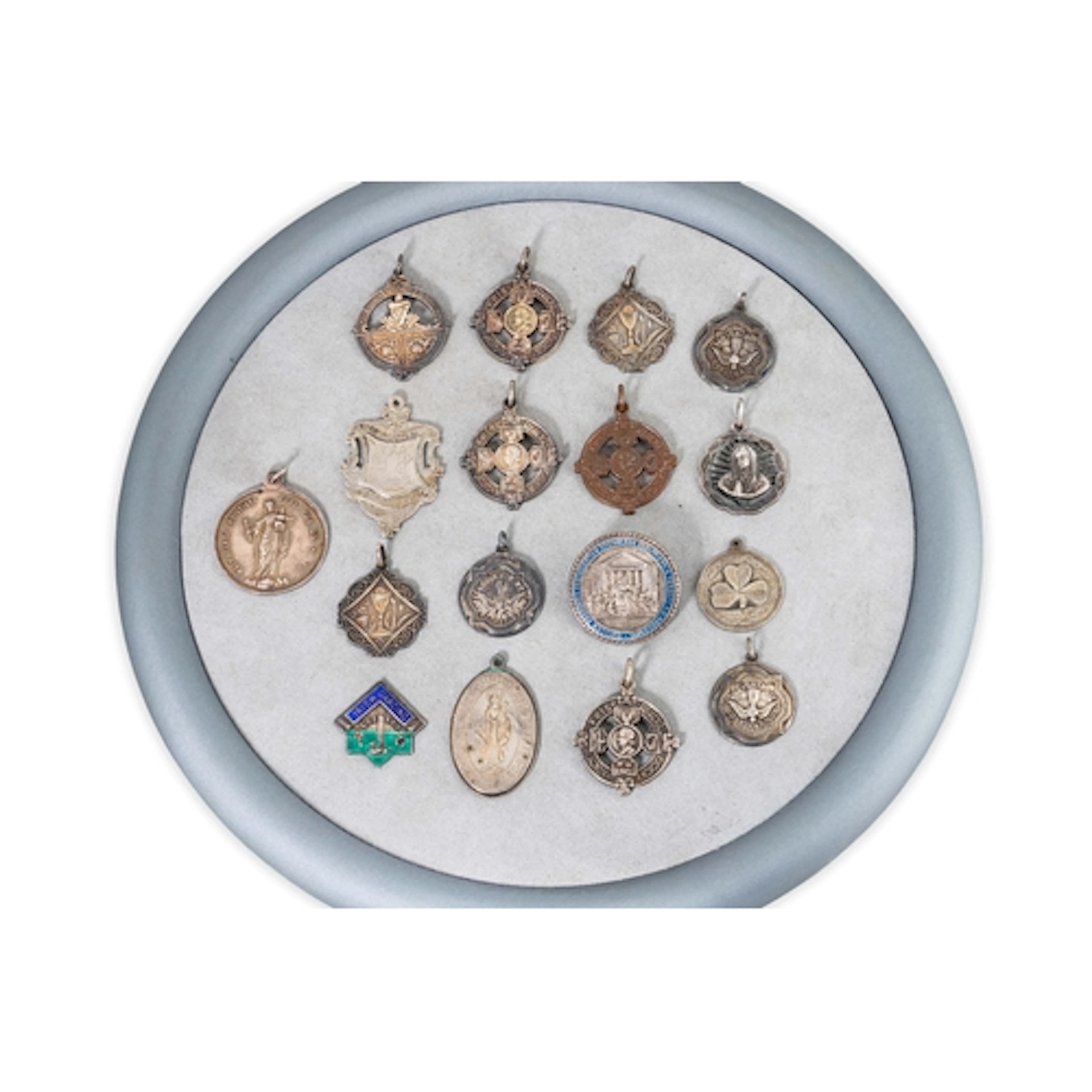 A LARGE COLLECTION OF SILVER IRISH INTEREST SPORTING & RELIG...