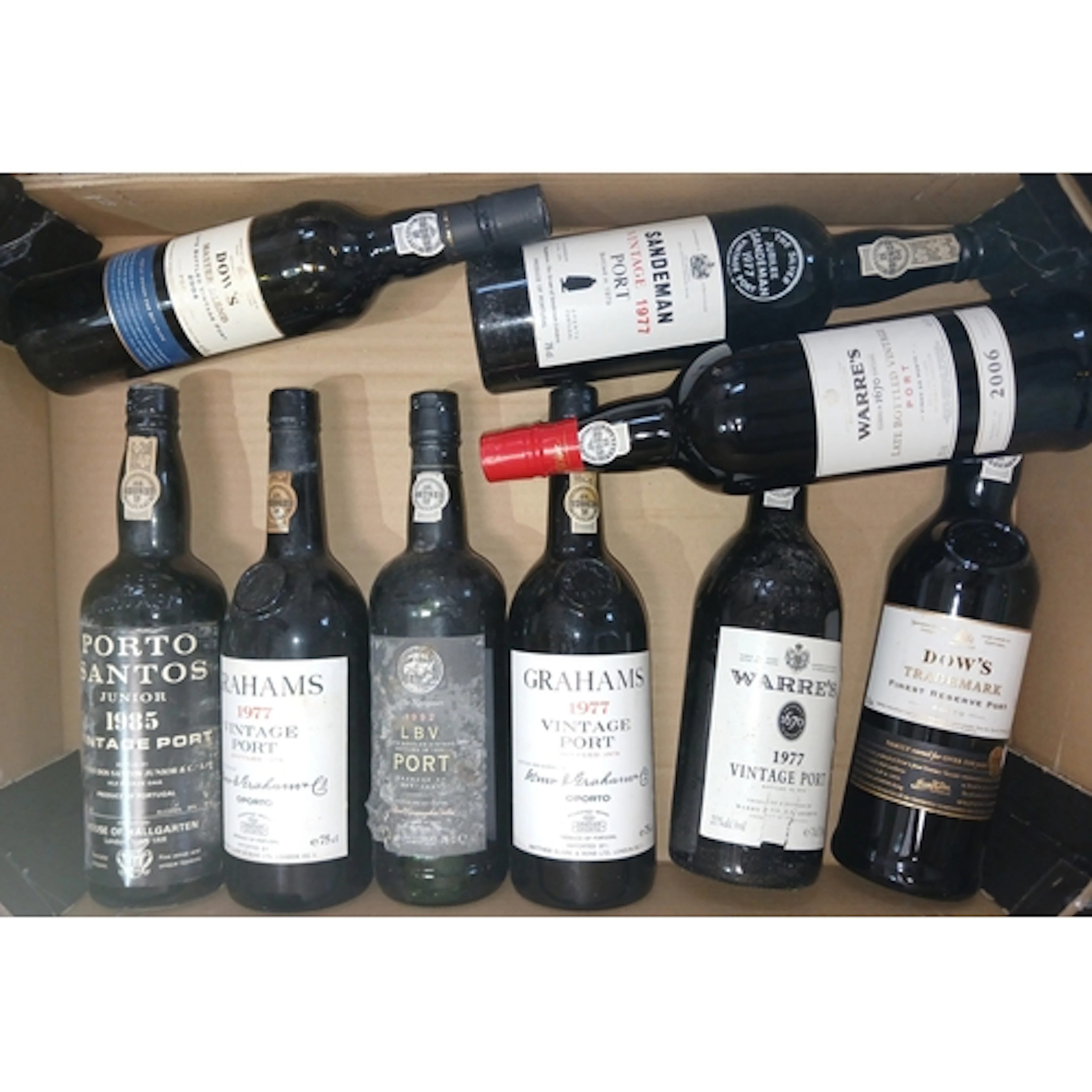 Nine bottles of assorted port including Grahams 1977 Vintage...