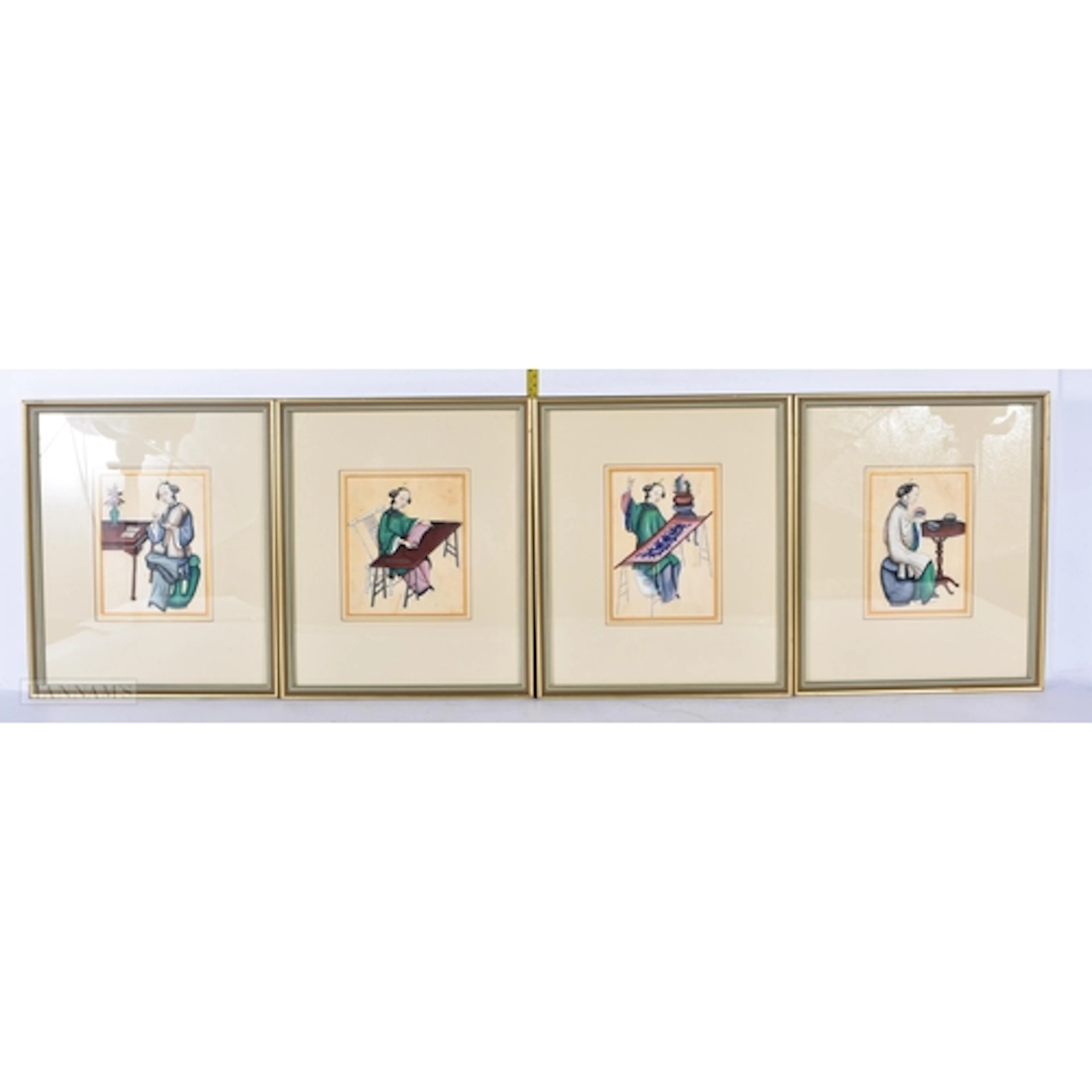 A collection of framed Chinese rice paper gouache 15 x 13cm ...