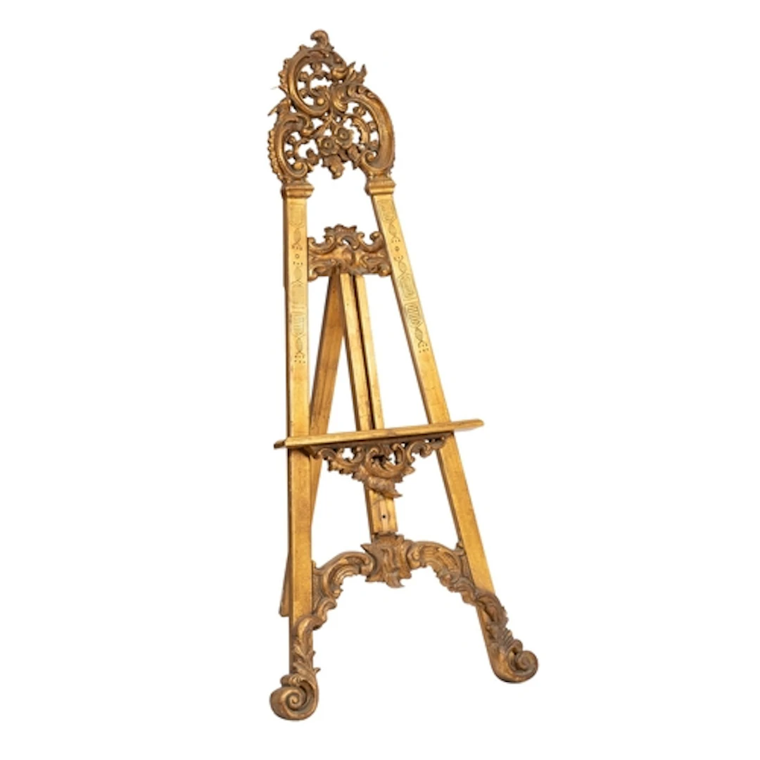 A giltwood and moulded composition gallery easel in 18th cen...