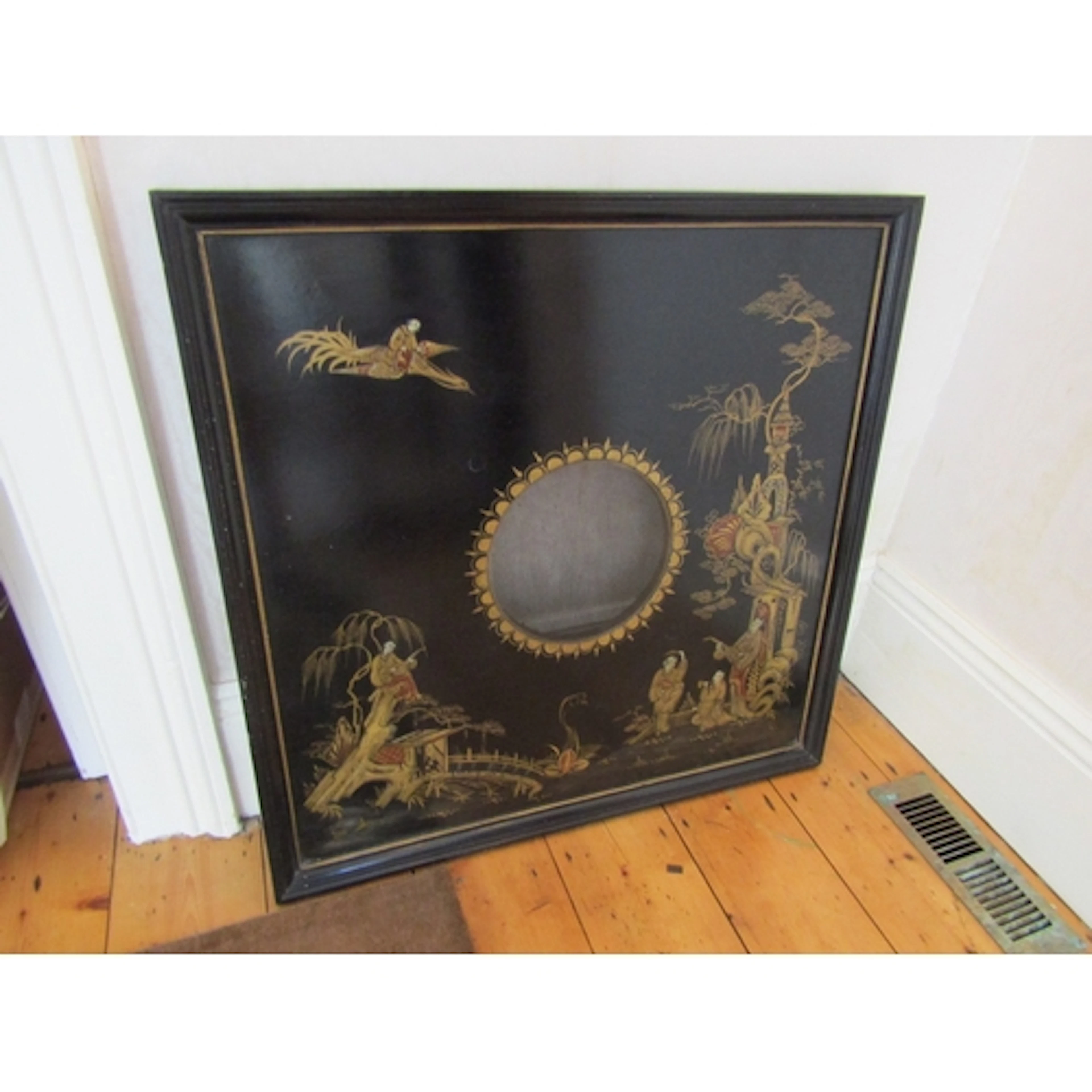 Antique Square Form Lacquerwork Panel with Flying Dragon and...