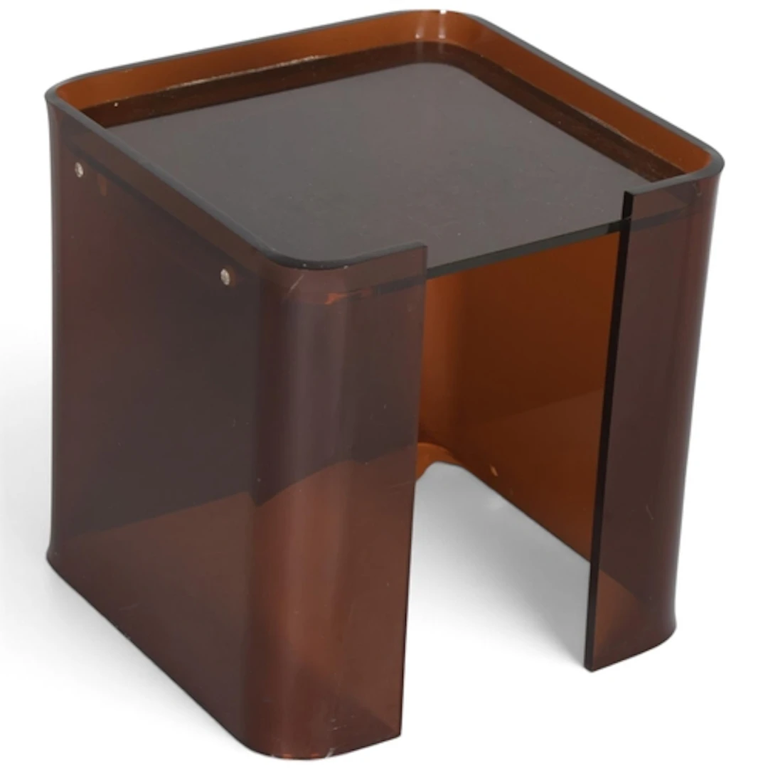 A mid-century brown perspex side or lamp table, height 37cm,...