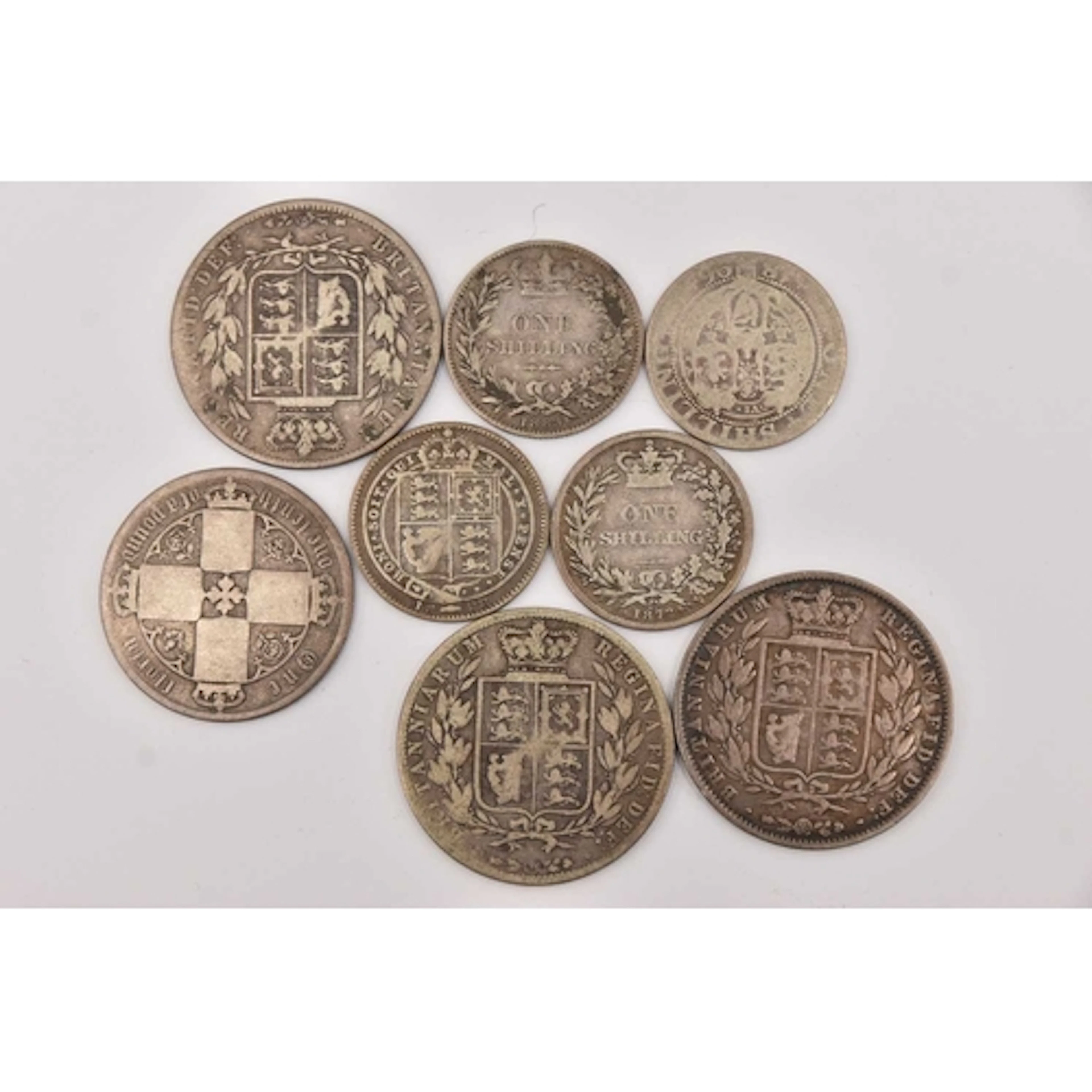 Silver. 8x circulated Queen Victoria .925 silver coins; note...