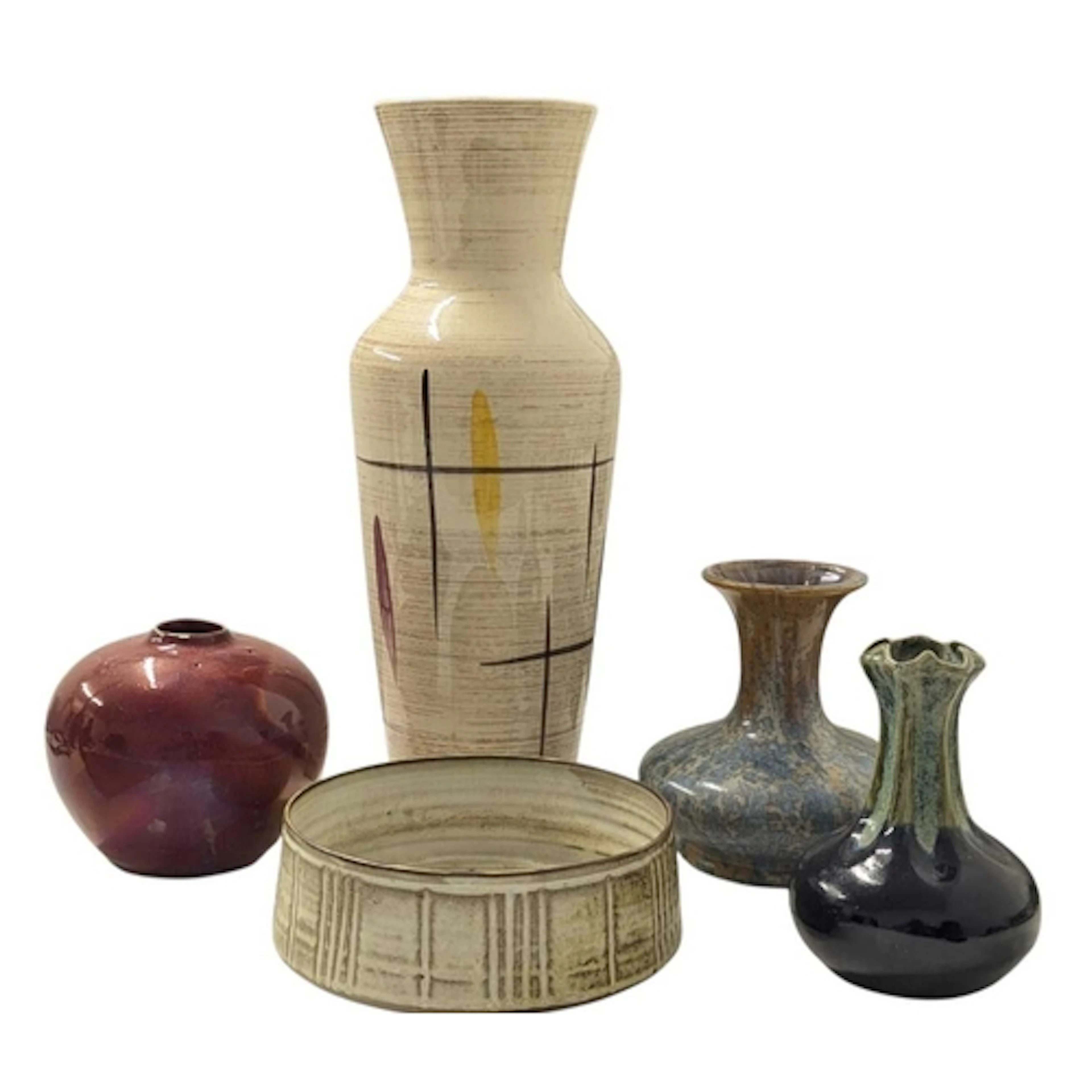 Mid century studio art pottery. Including a West German exam...