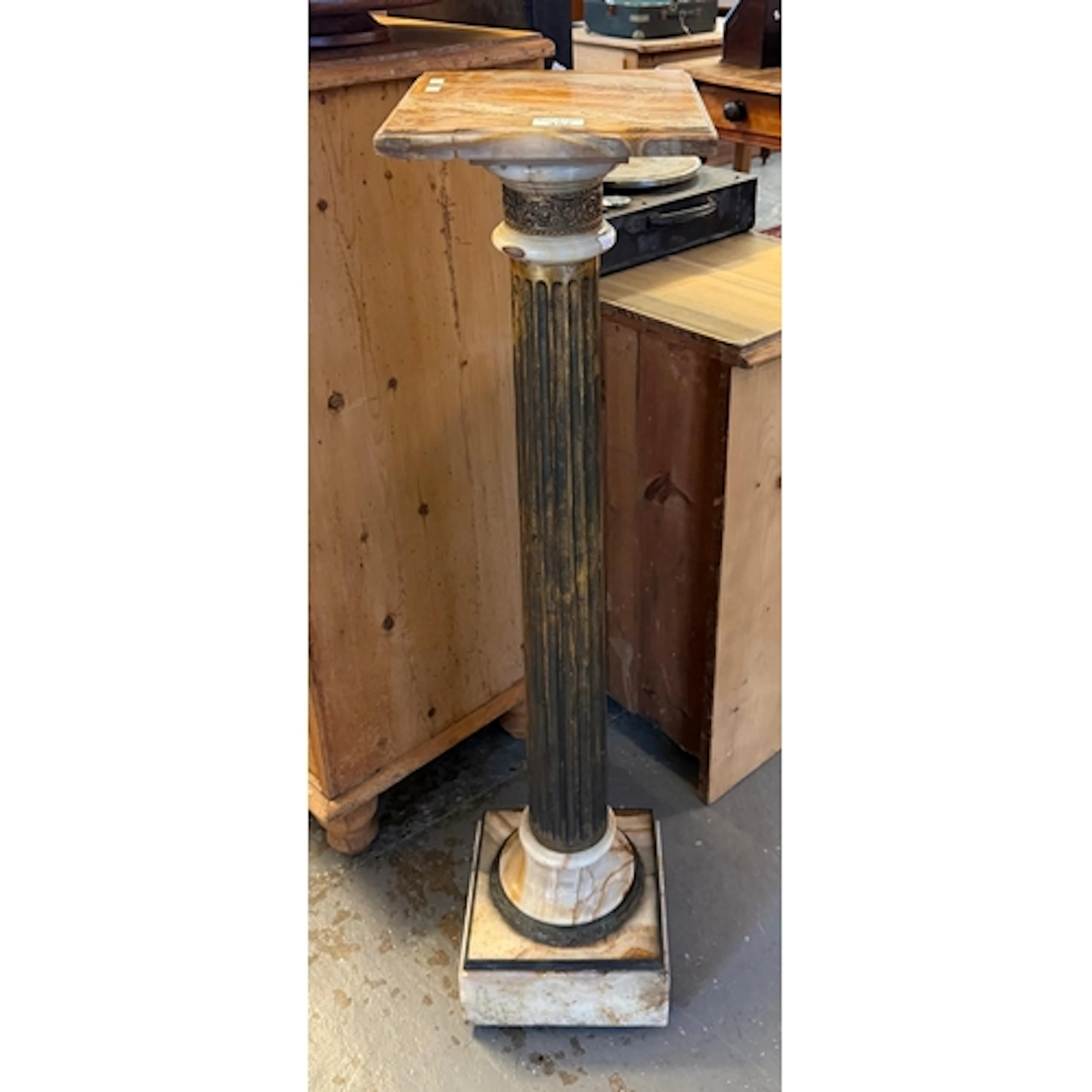 Classical style alabaster and marble column pedestal/torcher...