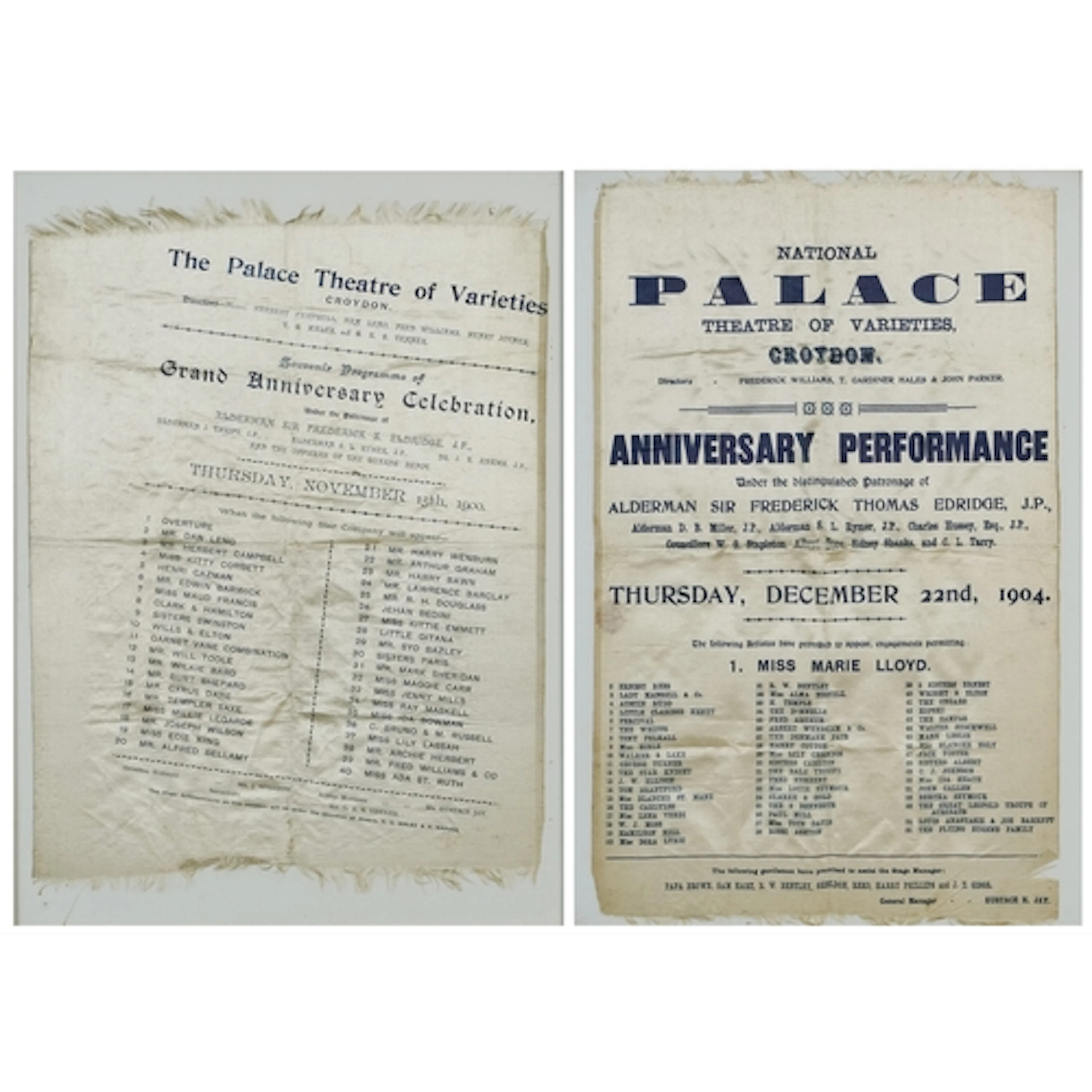Two early 20th century Palace Theatre of Varieties Croydon s...