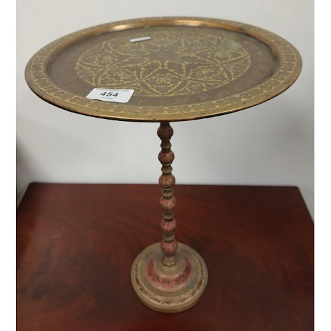 Brass circular occasional table, 28cm diameter.