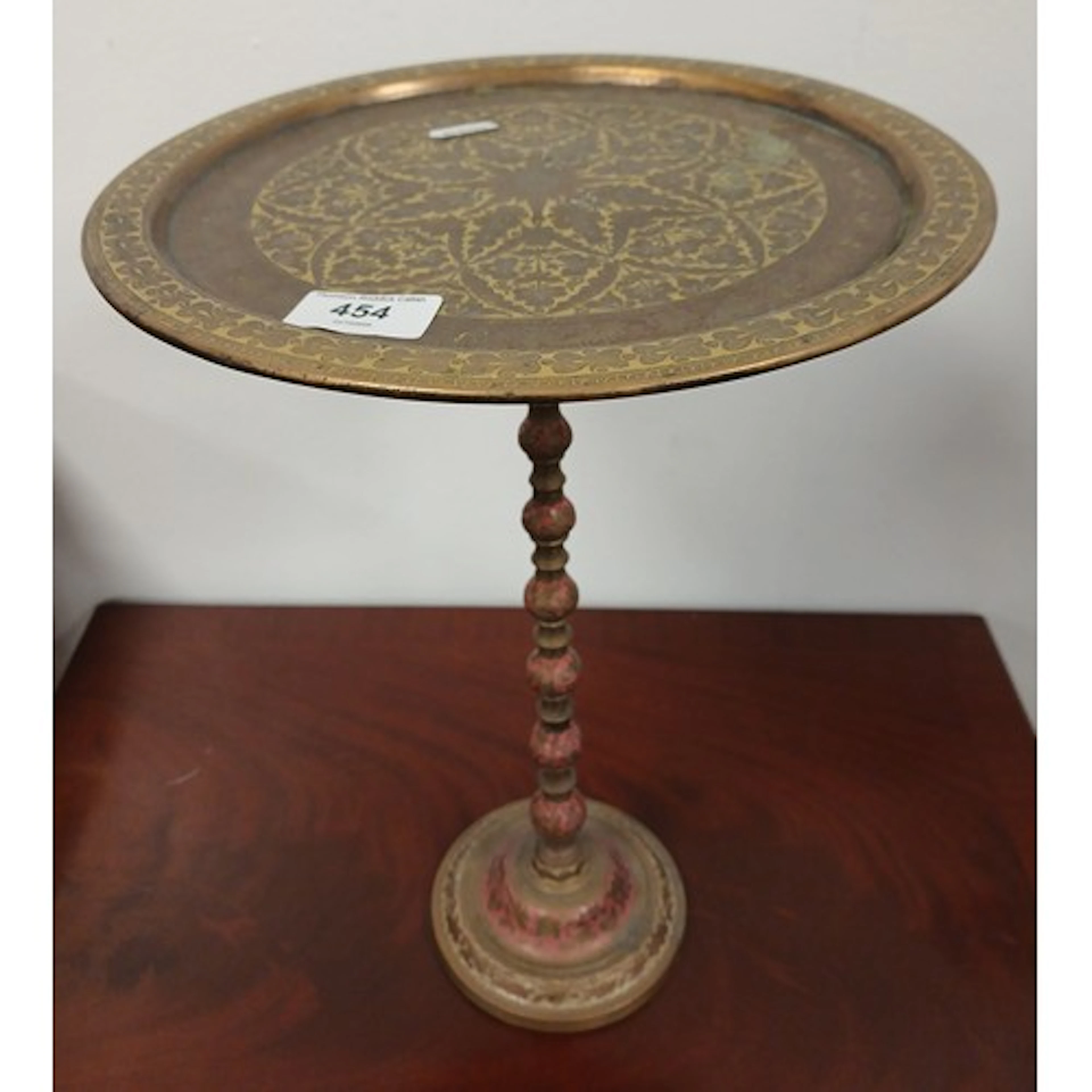 Brass circular occasional table, 28cm diameter.