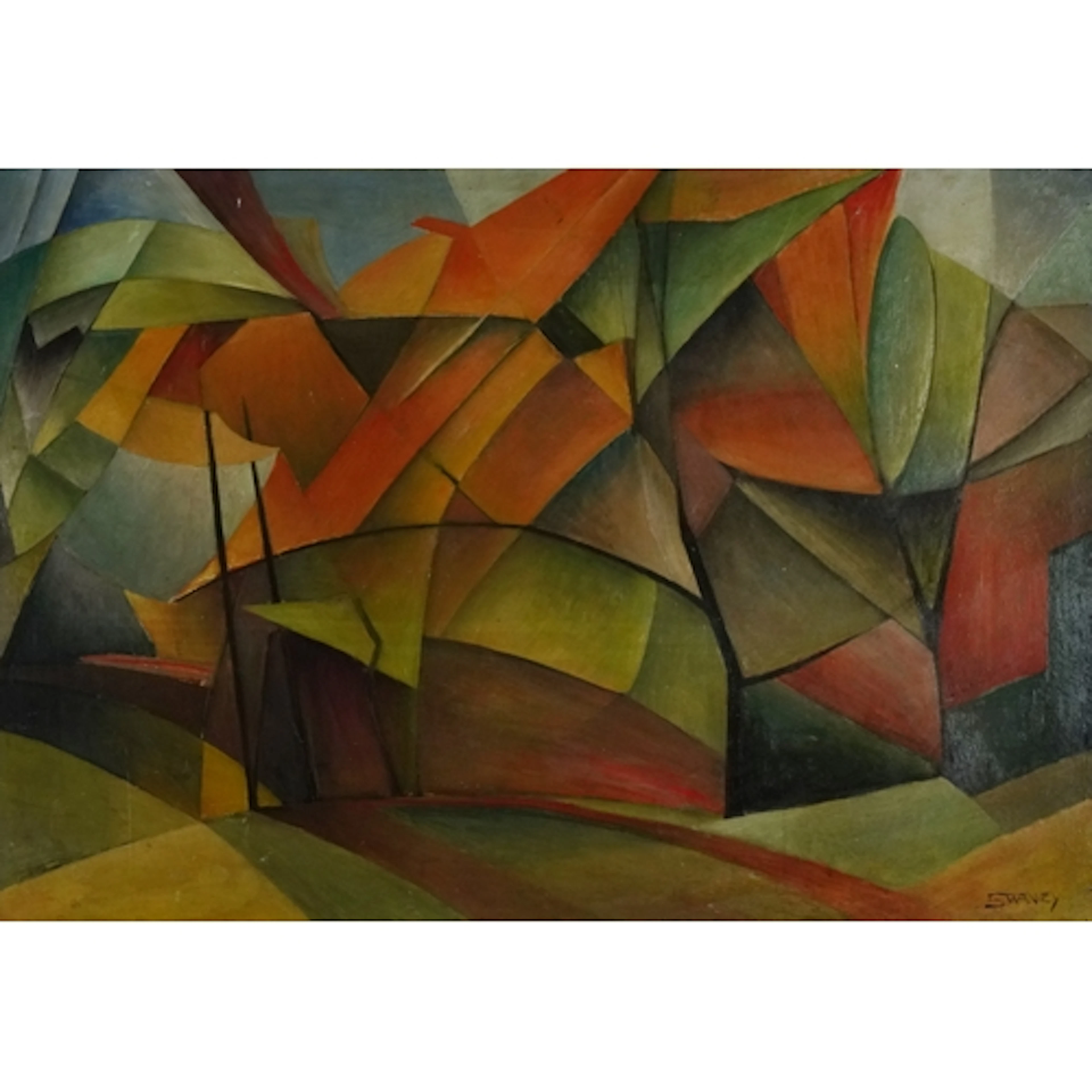 Manner of Mary Swanzy - Abstract composition, oil on board, ...