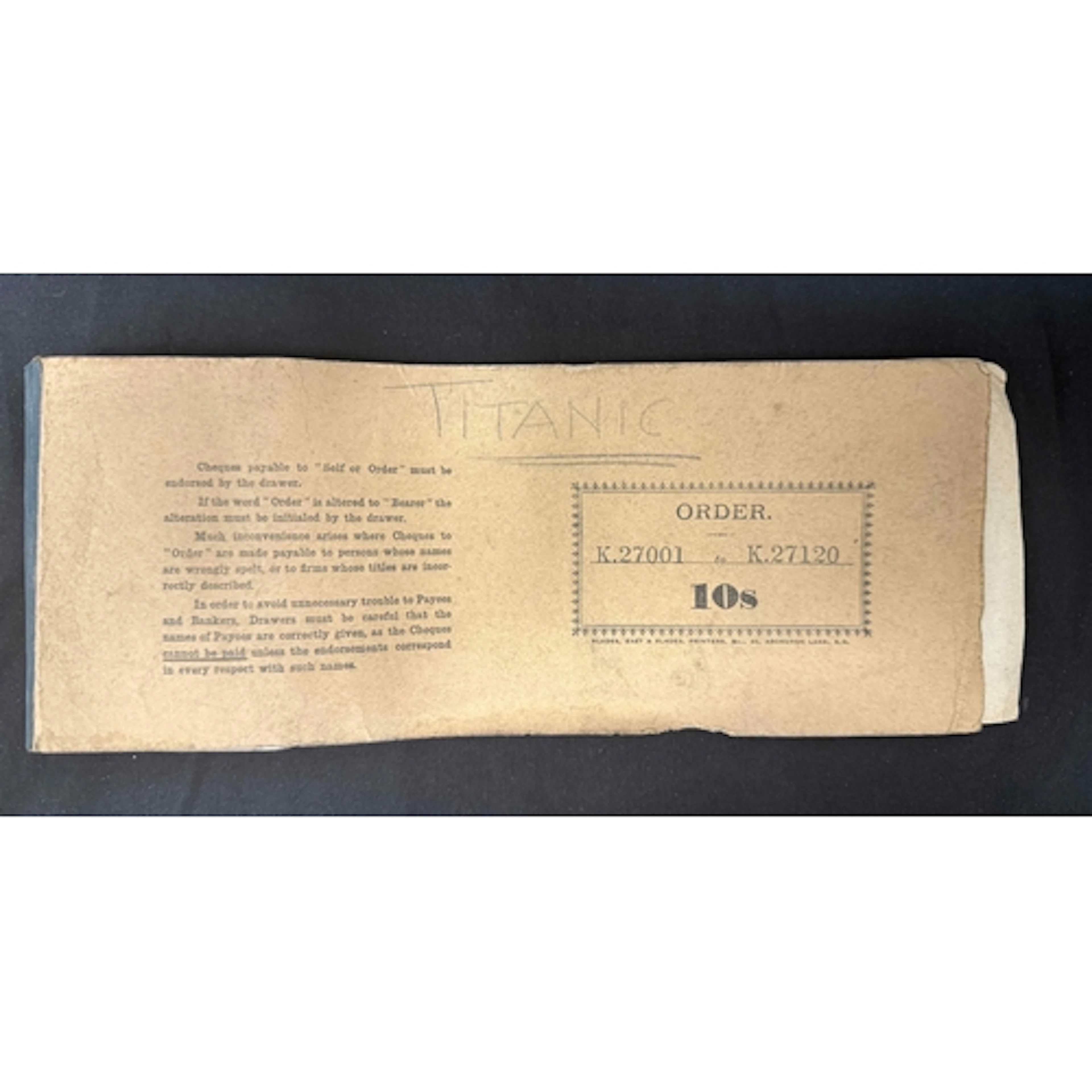 R.M.S. Titanic: R.M.S. Titanic: An extremely rare cheque bo...