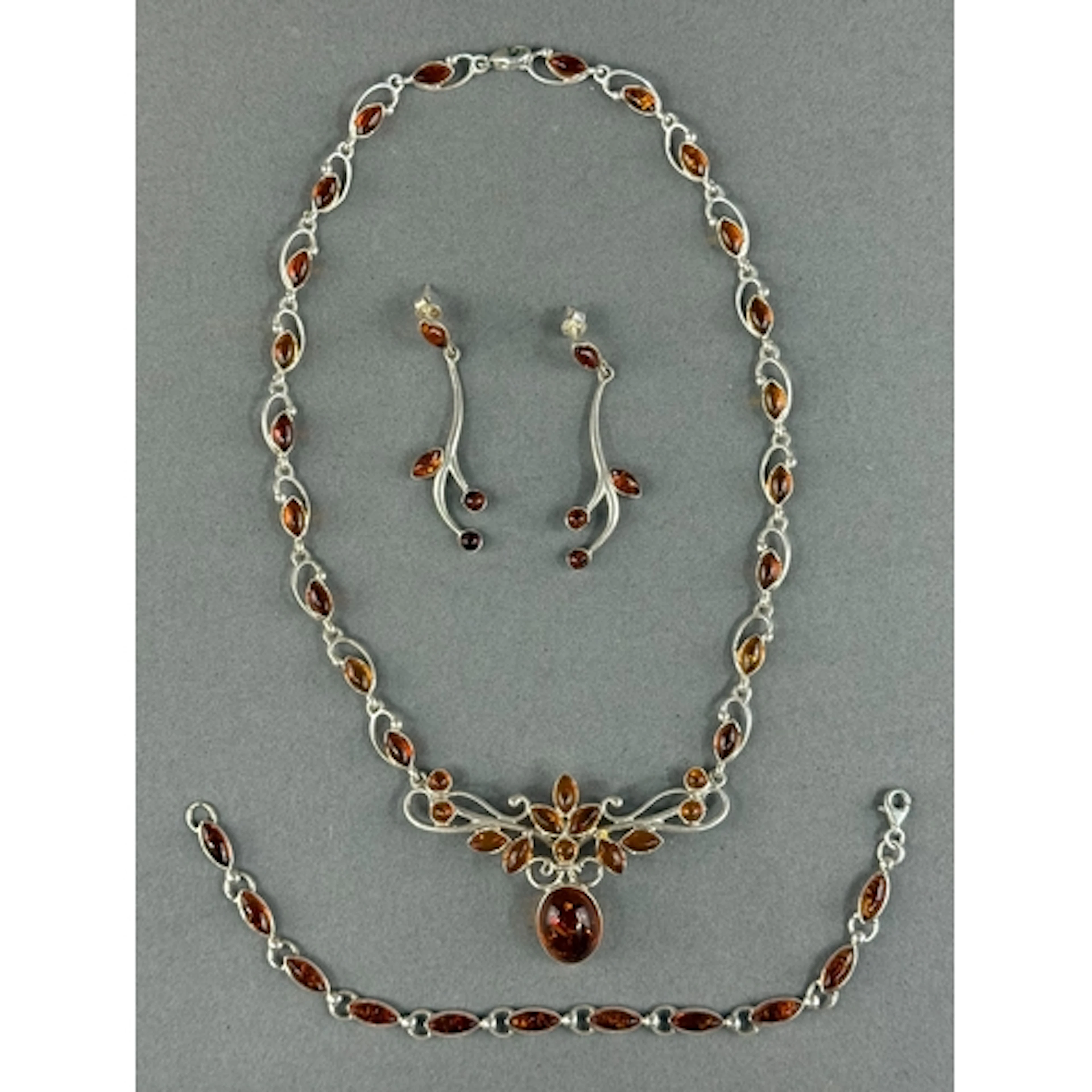 Jewellery- Suite of Baltic Amber and Silver Jewellery to inc...
