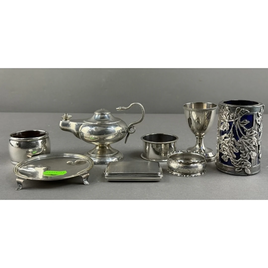 Silver: an 'Aladdins Lamp' style table lighter with snake ha...
