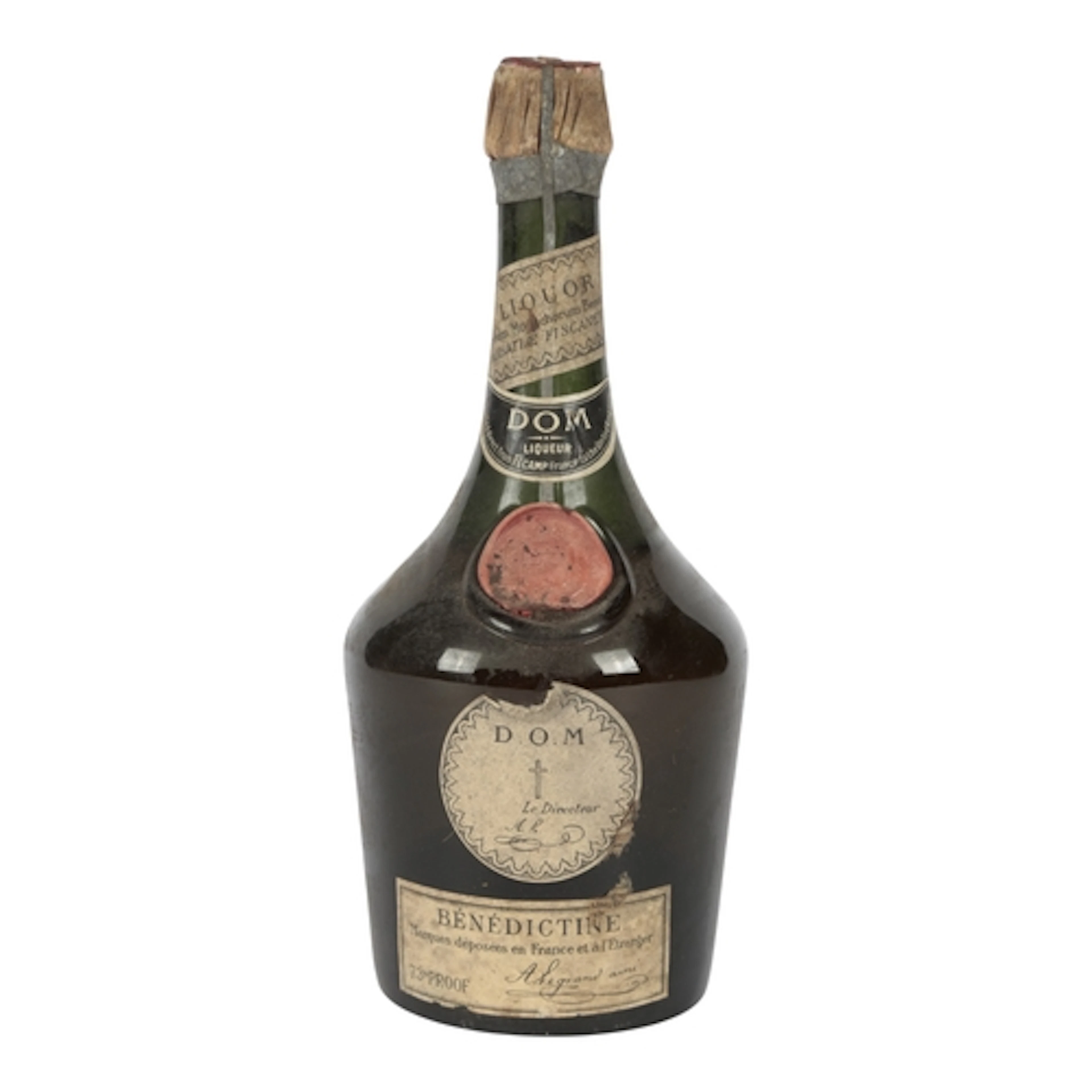 A bottle of Benedictine D.O.M liqueur, pre 1960? Bénédictine...