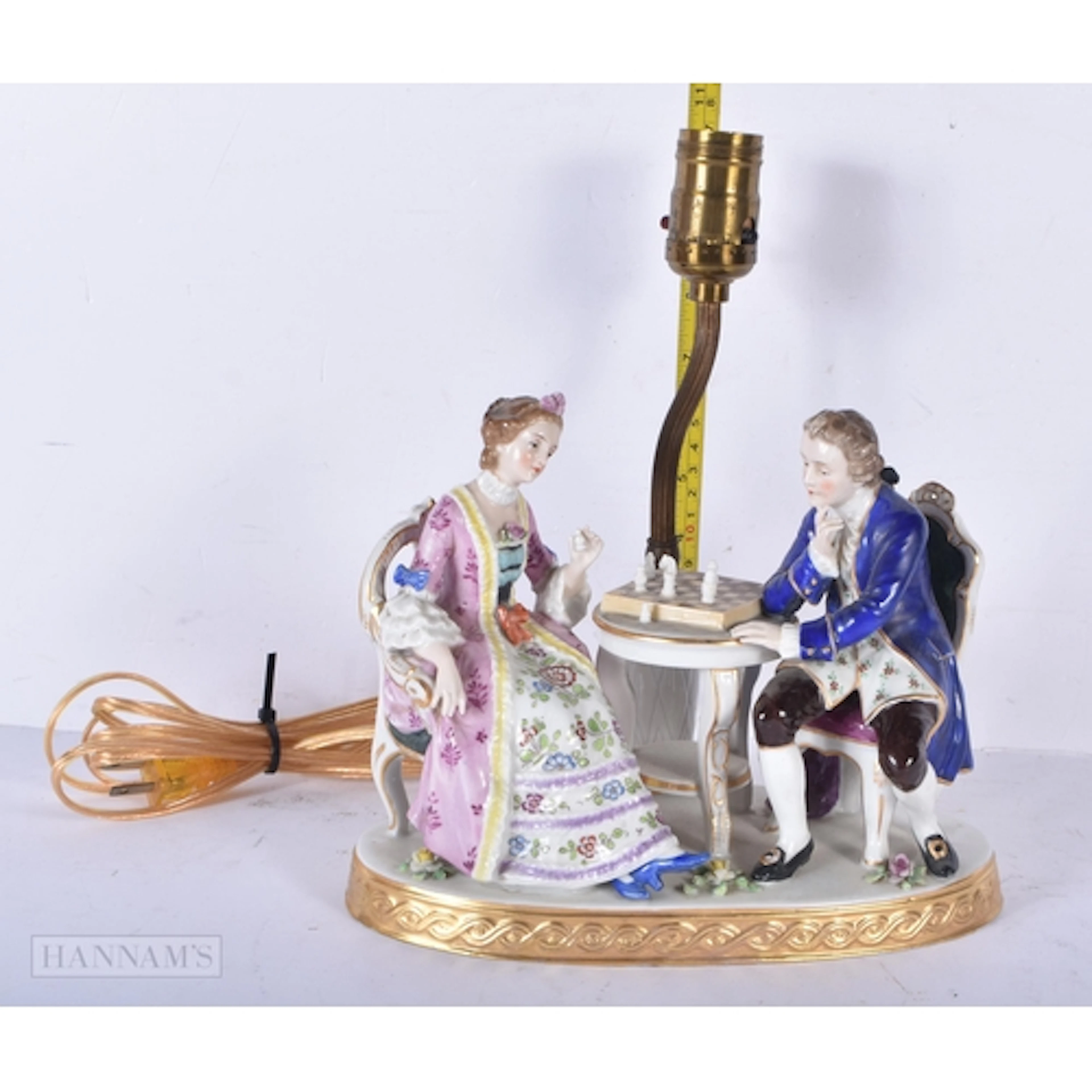 An antique German Porcelain figural lamp 24 x 27cm