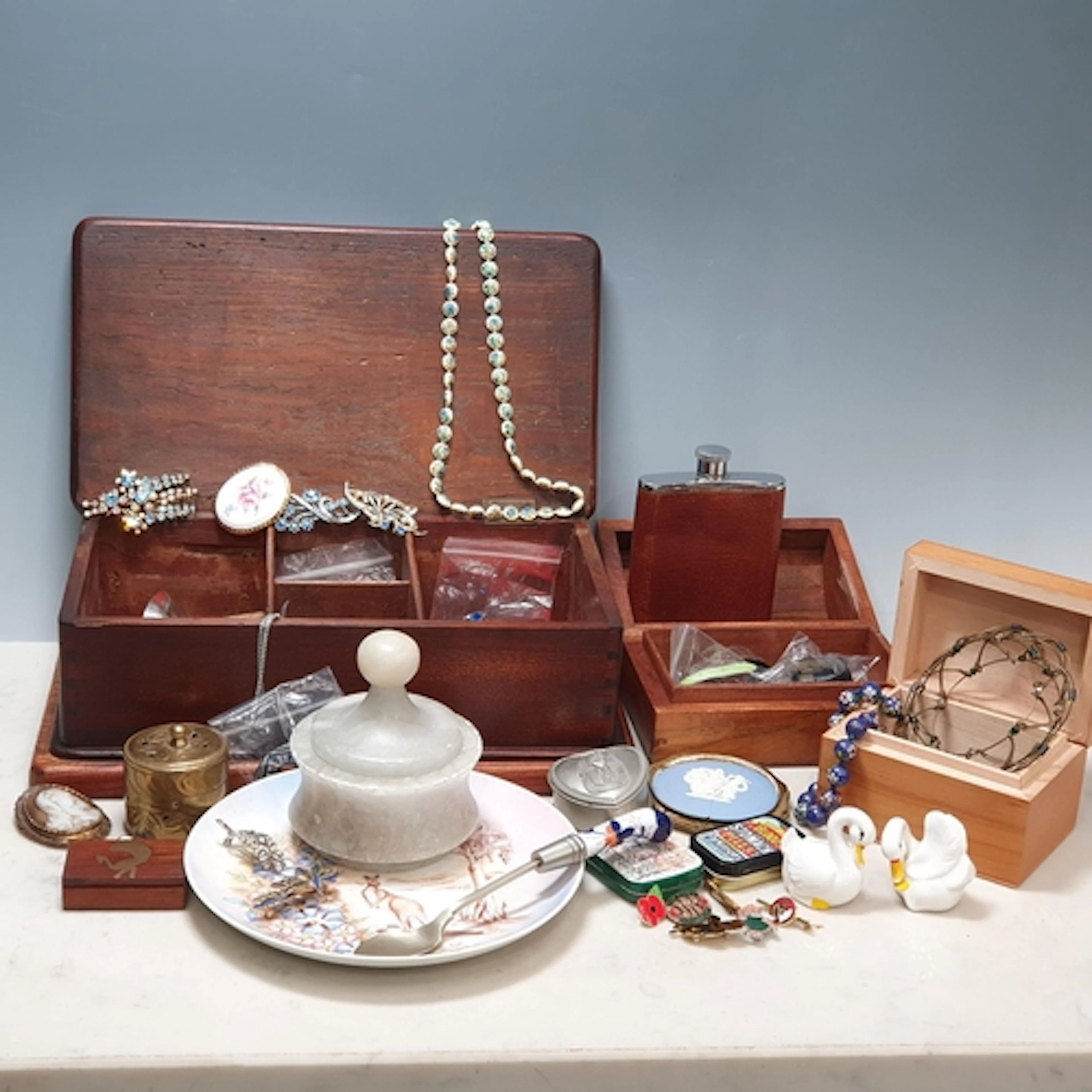 A box of Costume Jewellery including Chinese Cloisonné Beads...